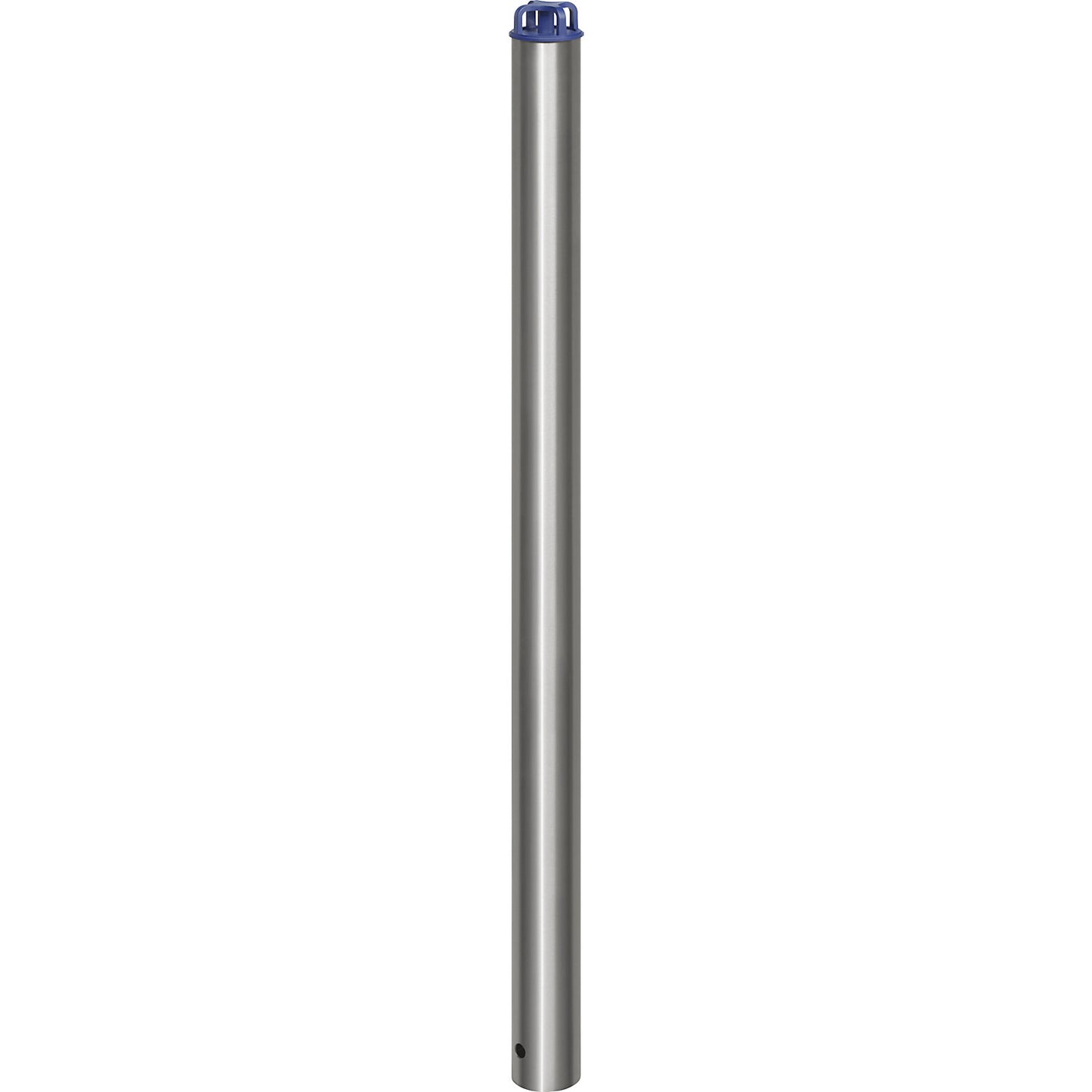 Stainless steel barrier post, with chain head, for concreting in with ground sleeve, Ø 76 mm.