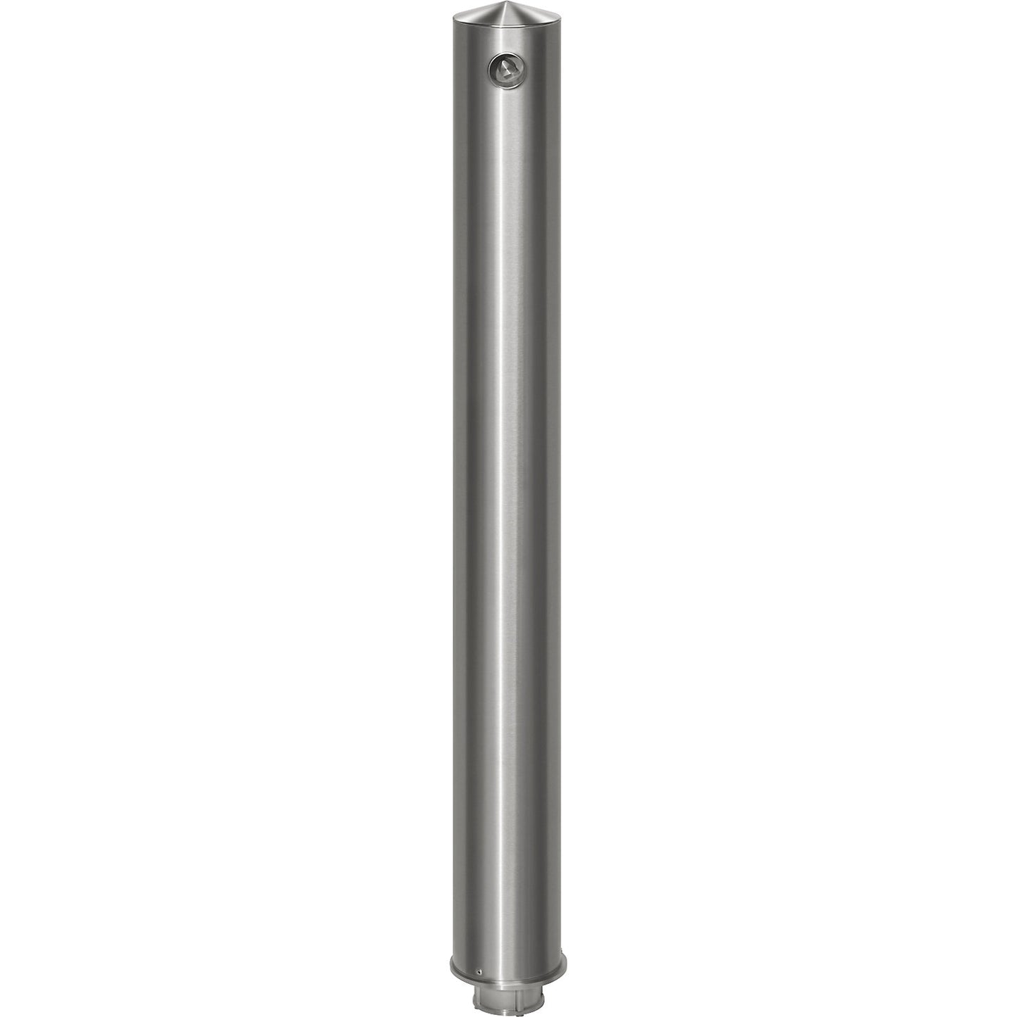 Stainless steel barrier post, with pointed head, for bolting in place, Ø 102 mm.