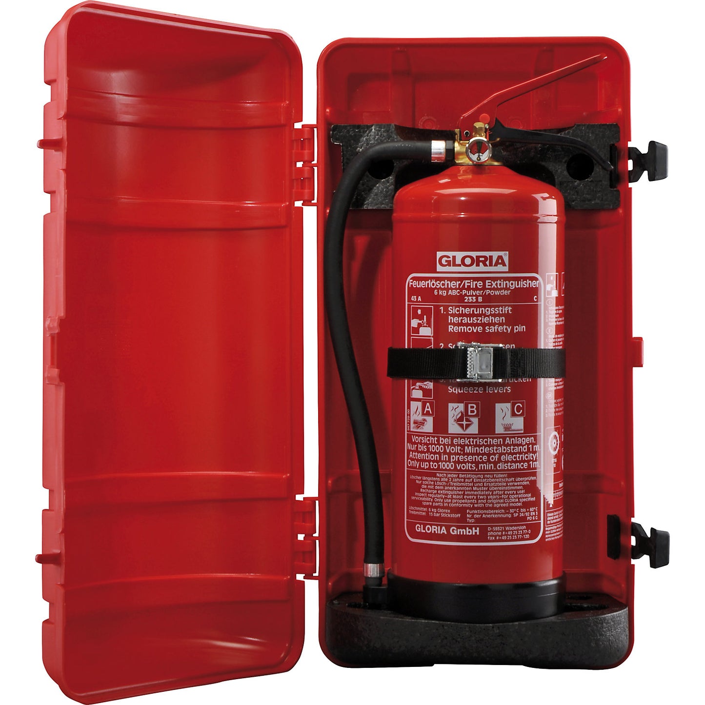 TRUCK BOX plastic cover, red, for 6 kg truck fire extinguishers.