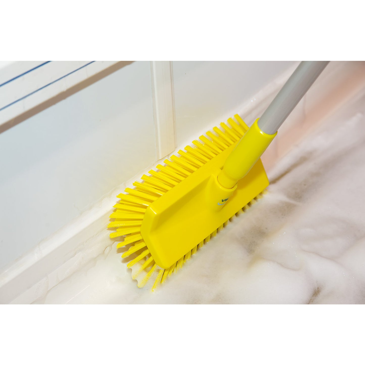 High-low brush/corner scrubbing brush, medium, pack of 10, yellow.