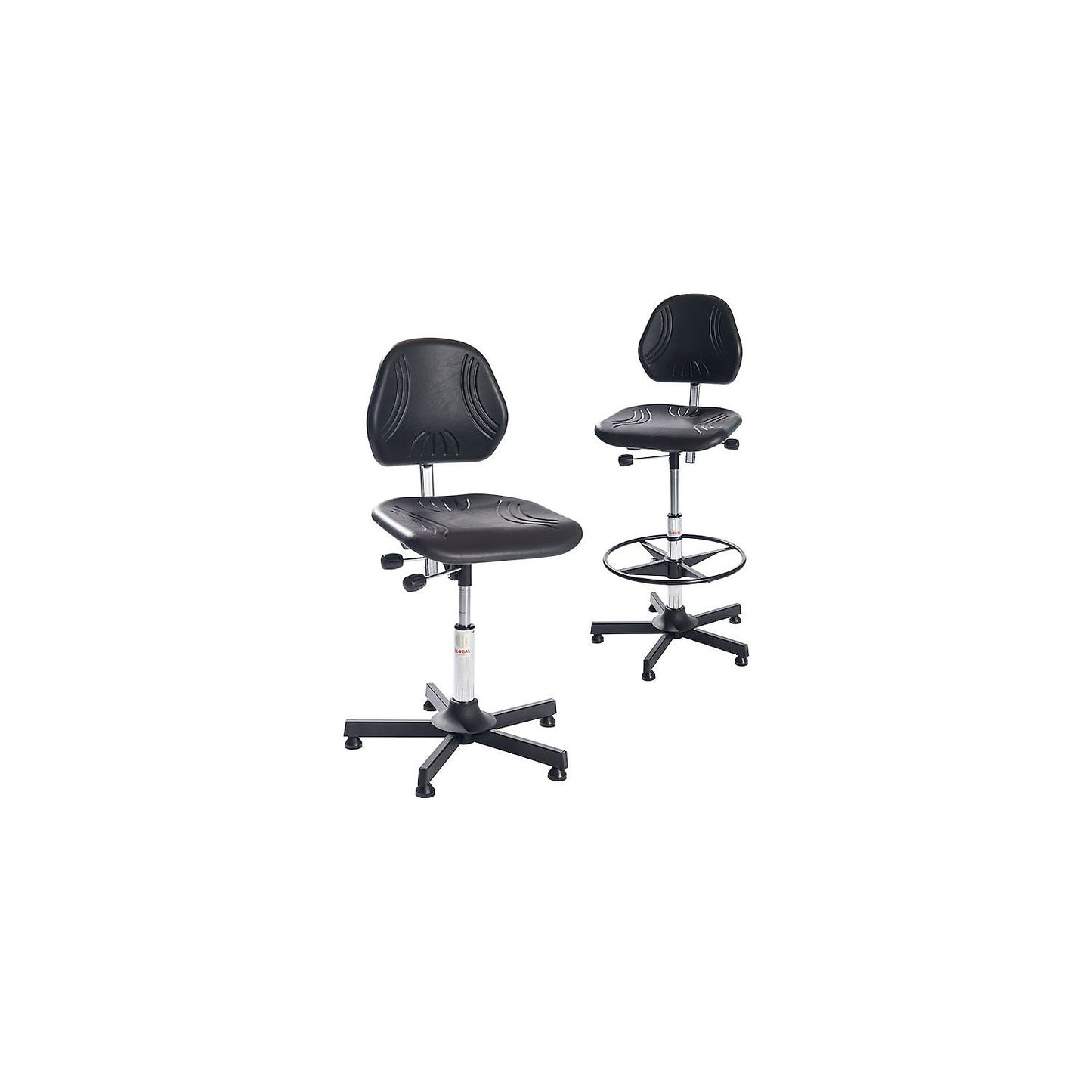 Comfort industrial chair, synchronous mechanism, high with foot ring, height adjustable 640 - 900 mm.