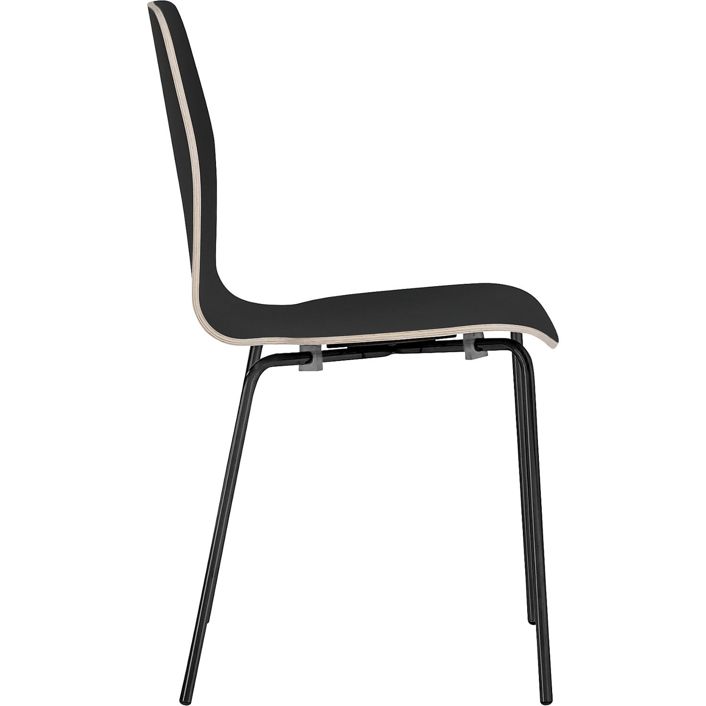Alina stacking chair, stackable, pack of 4, black/black.