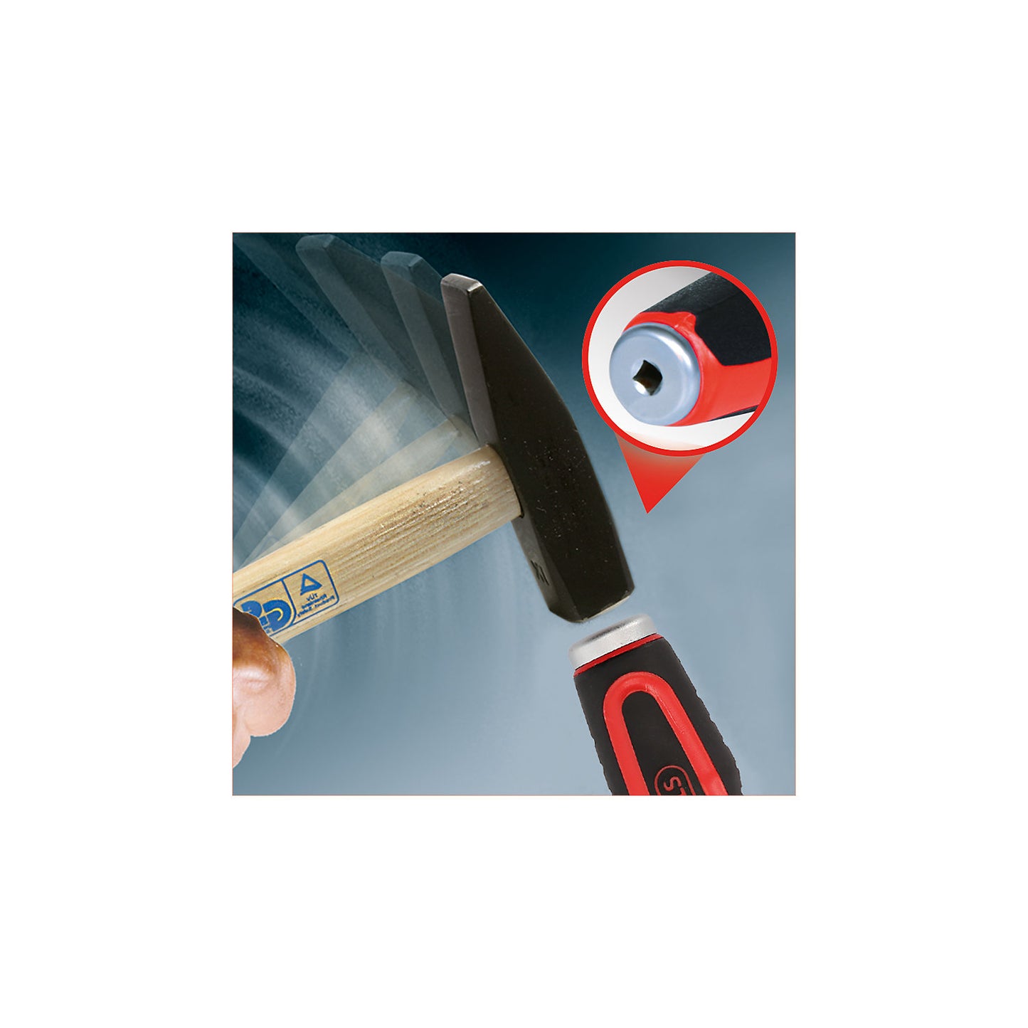 ERGOTORQUEmax hammer cap screwdriver set, hexagonal blade shape, 14 parts.