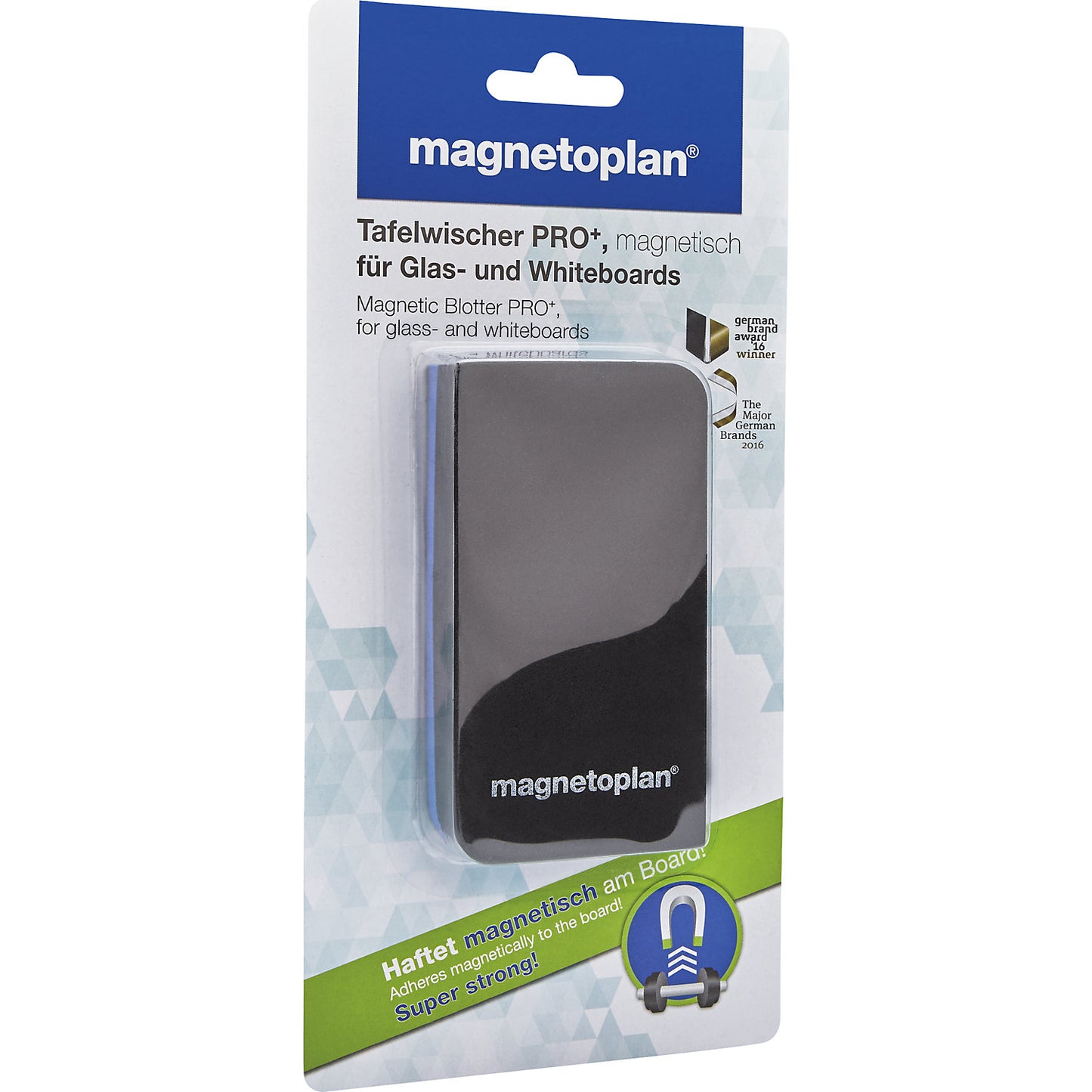 Pro+ board wiper, magnetic for glass boards and whiteboards, pack of 4.