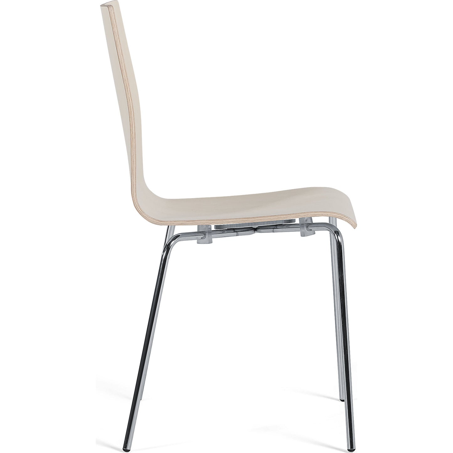 Alma stacking chair, stackable, pack of 4, birch/chrome.