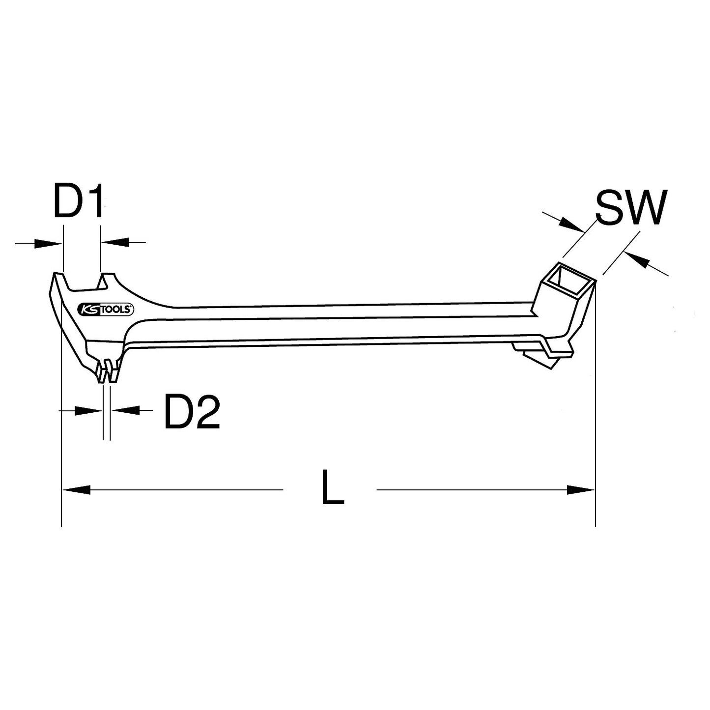 BRONZEplus barrel spanner, universal, length 380 mm, 18 x 22 mm.