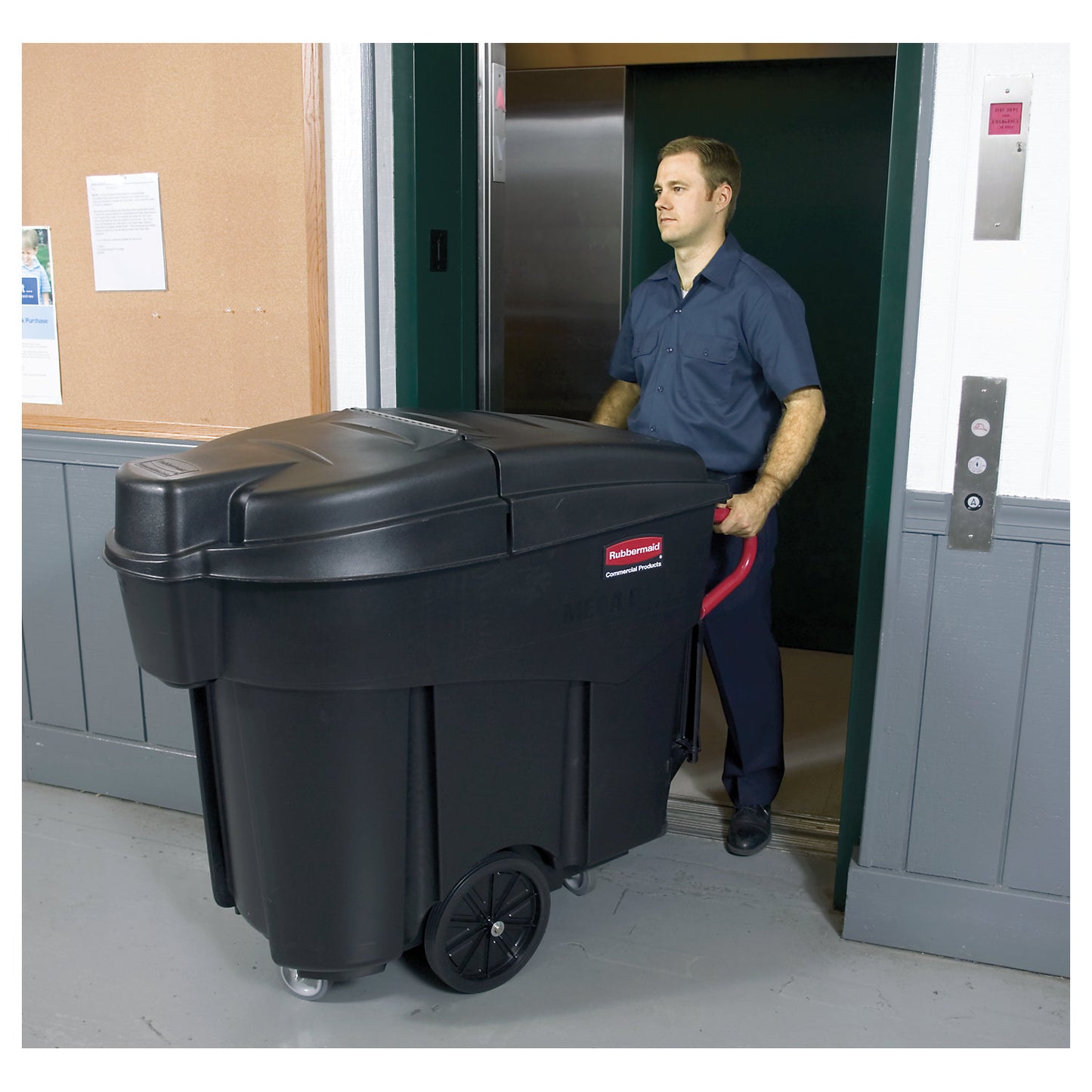 Mega BRUTE® lid for mobile waste collector, HxWxD 267 x 262 x 1250 mm, black.