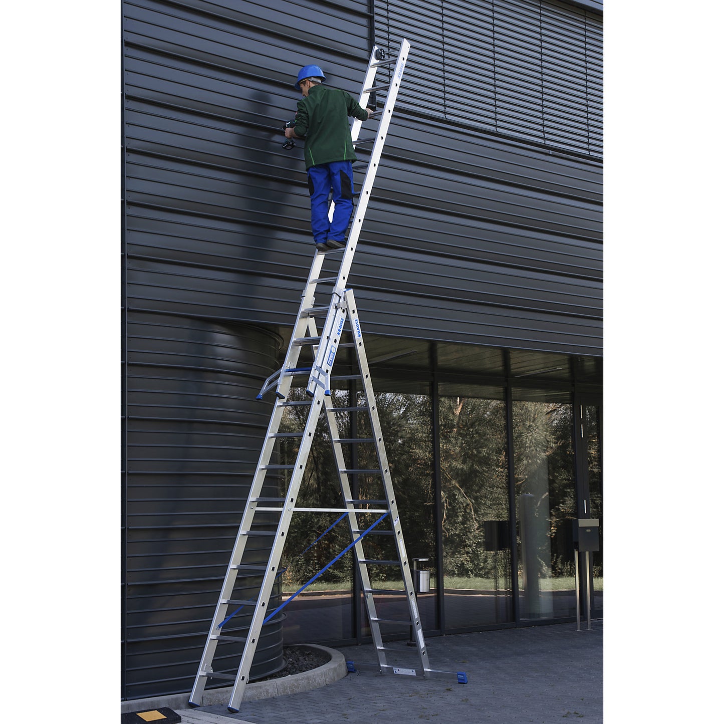 STABILO + S professional multi-purpose ladder, 3 parts, step-rung combination, 3 x 10 steps/rungs.