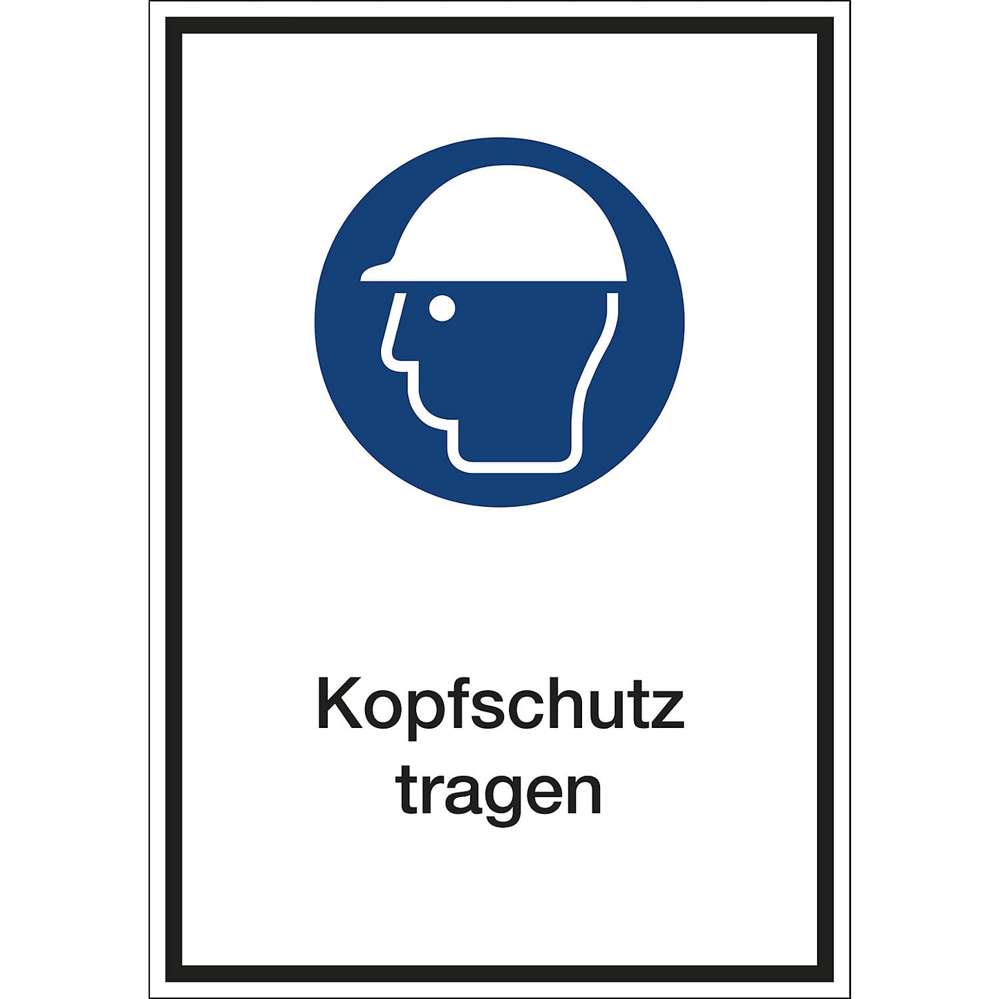 Additional combination signs for mandatory signs, wear head protection, film, LxHxD 130 x 185 x 0.1 mm.