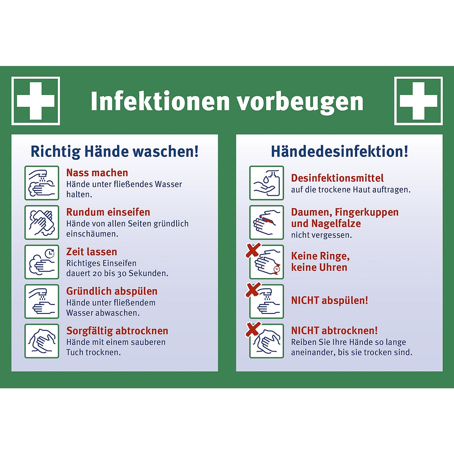 Notice, prevent infections, LxHxD 297 x 210 x 0.1 mm.