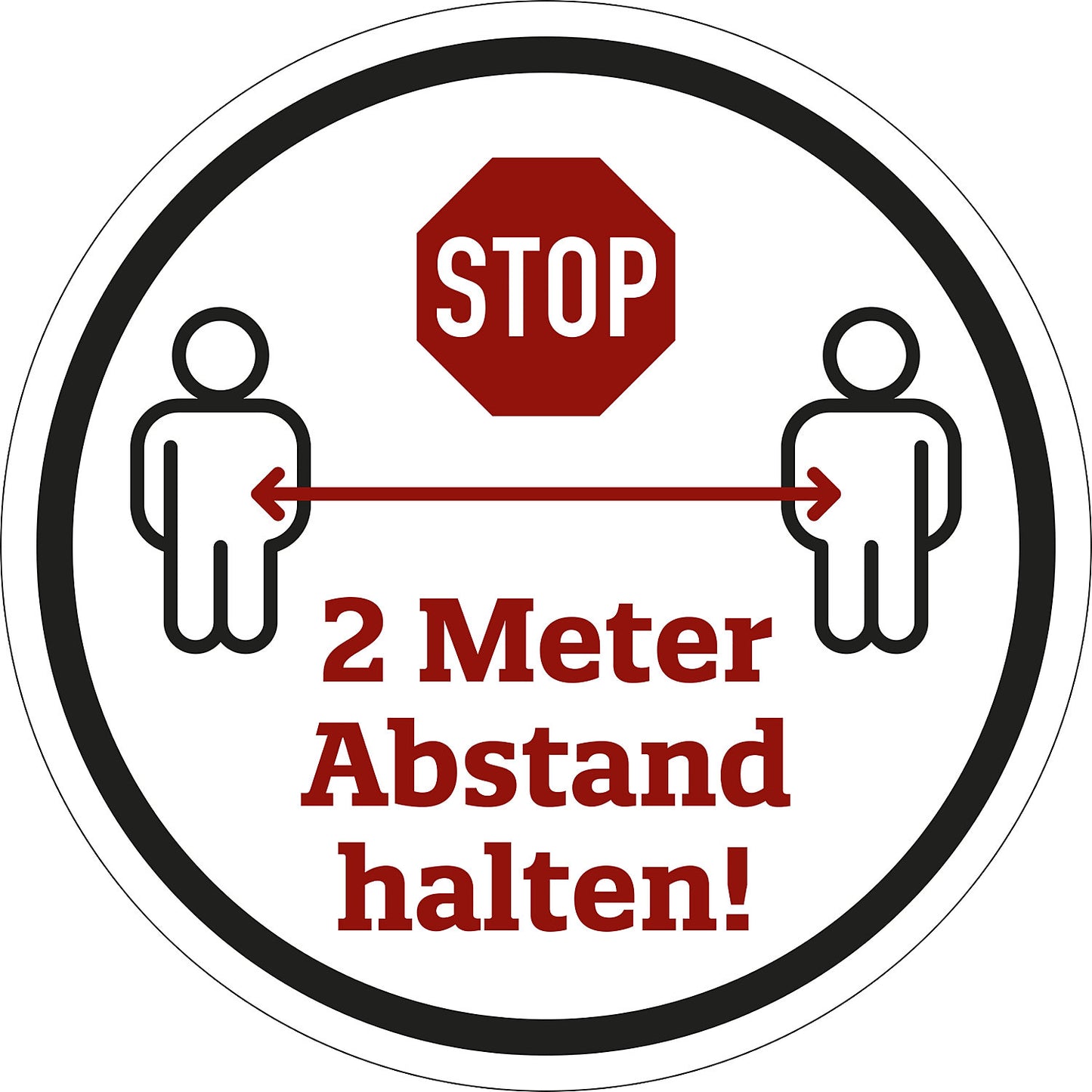 Floor stickers - Abstand halten, film with floor laminate, Ø 400 mm, white.