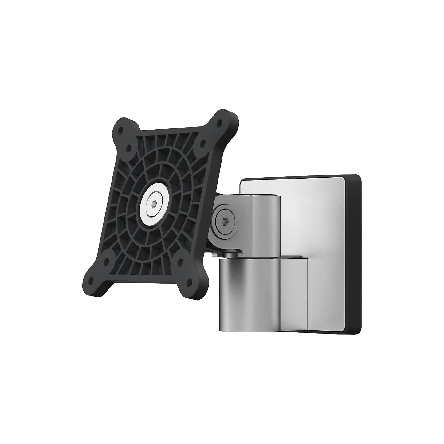 Monitor wall mounting bracket for 1 monitor, HxWxD 120 x 130 x 140 mm, metallic silver.