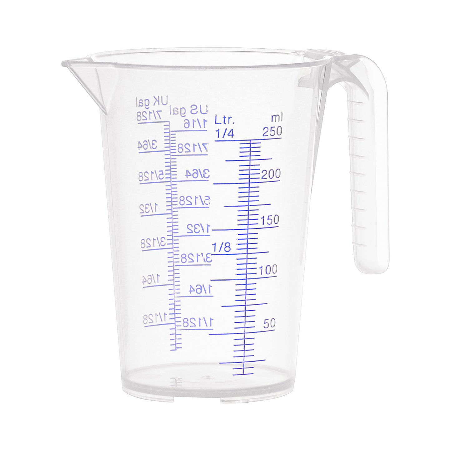 Measuring cup, transparent, 0.25 l, pack of 12, PP, with scale.