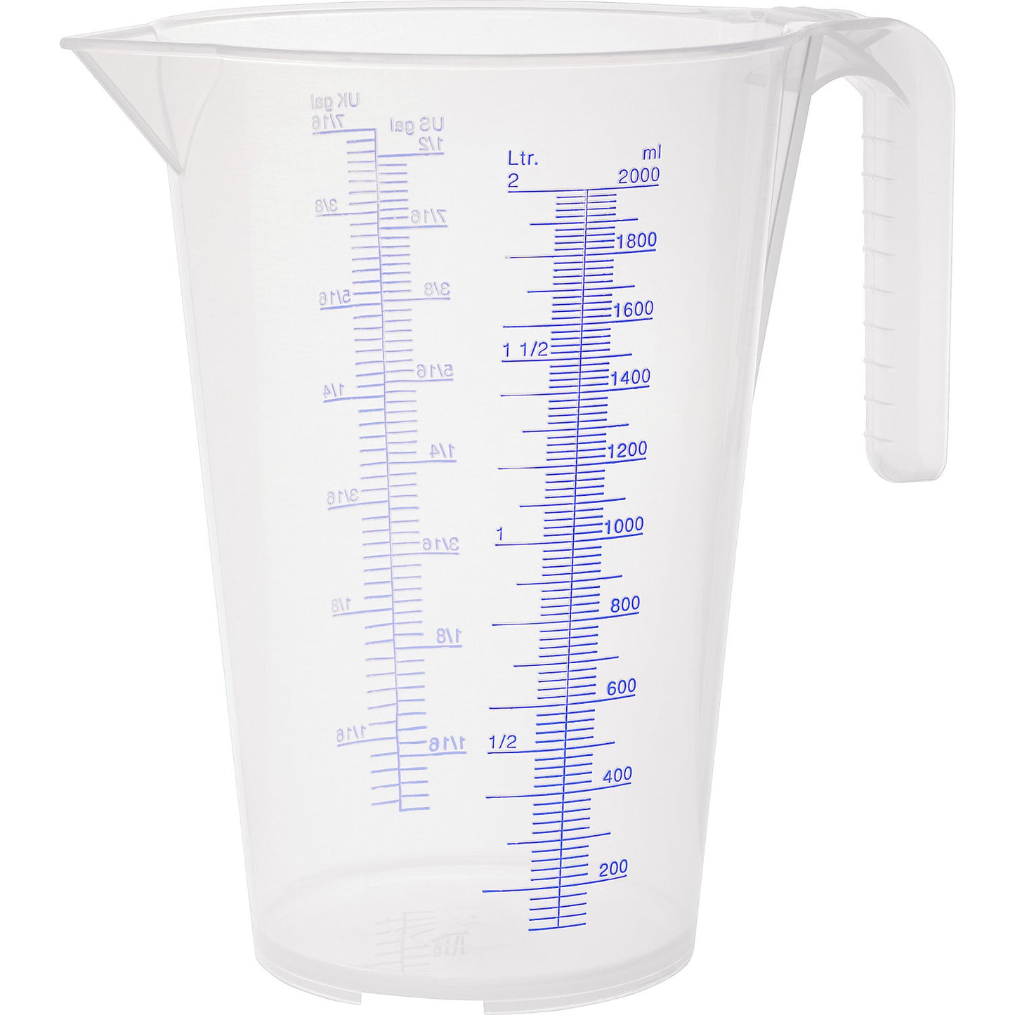 Measuring cup, transparent, 2 l, pack of 6, PP, with scale.