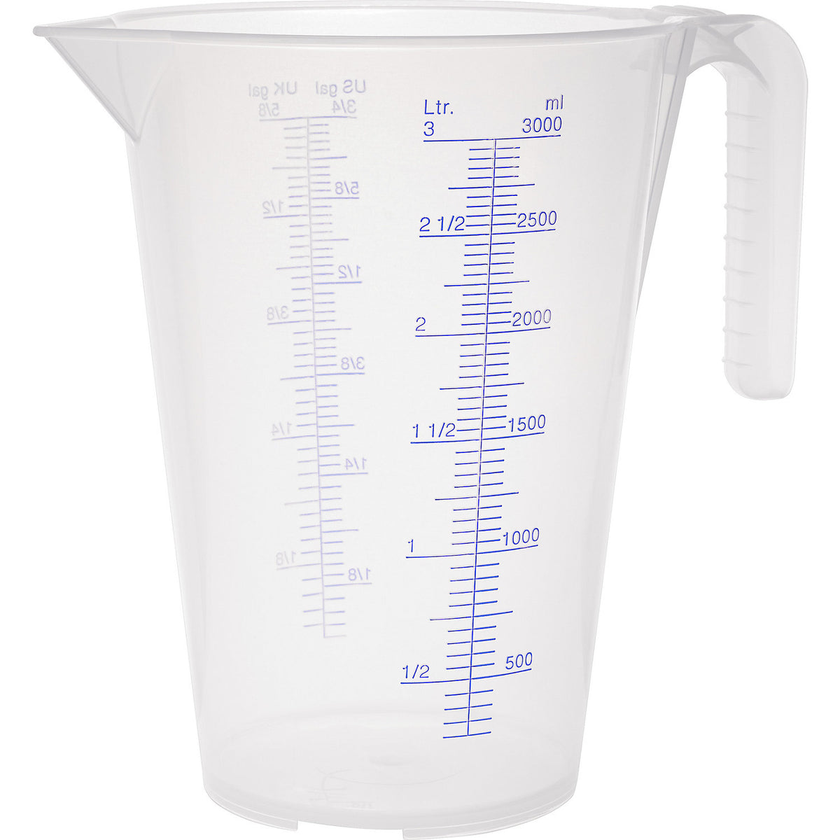 Measuring cup, transparent, 3 l, pack of 6, PP, with scale.