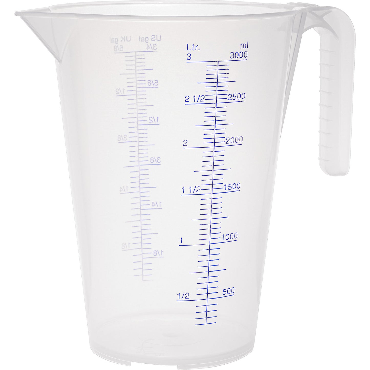 Measuring cup, transparent, 3 l, pack of 6, PP, with scale.