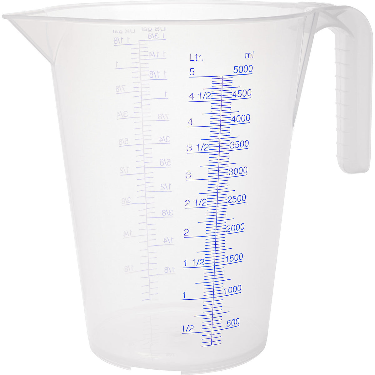Measuring cup, transparent, 5 l, pack of 6, PP, with scale.