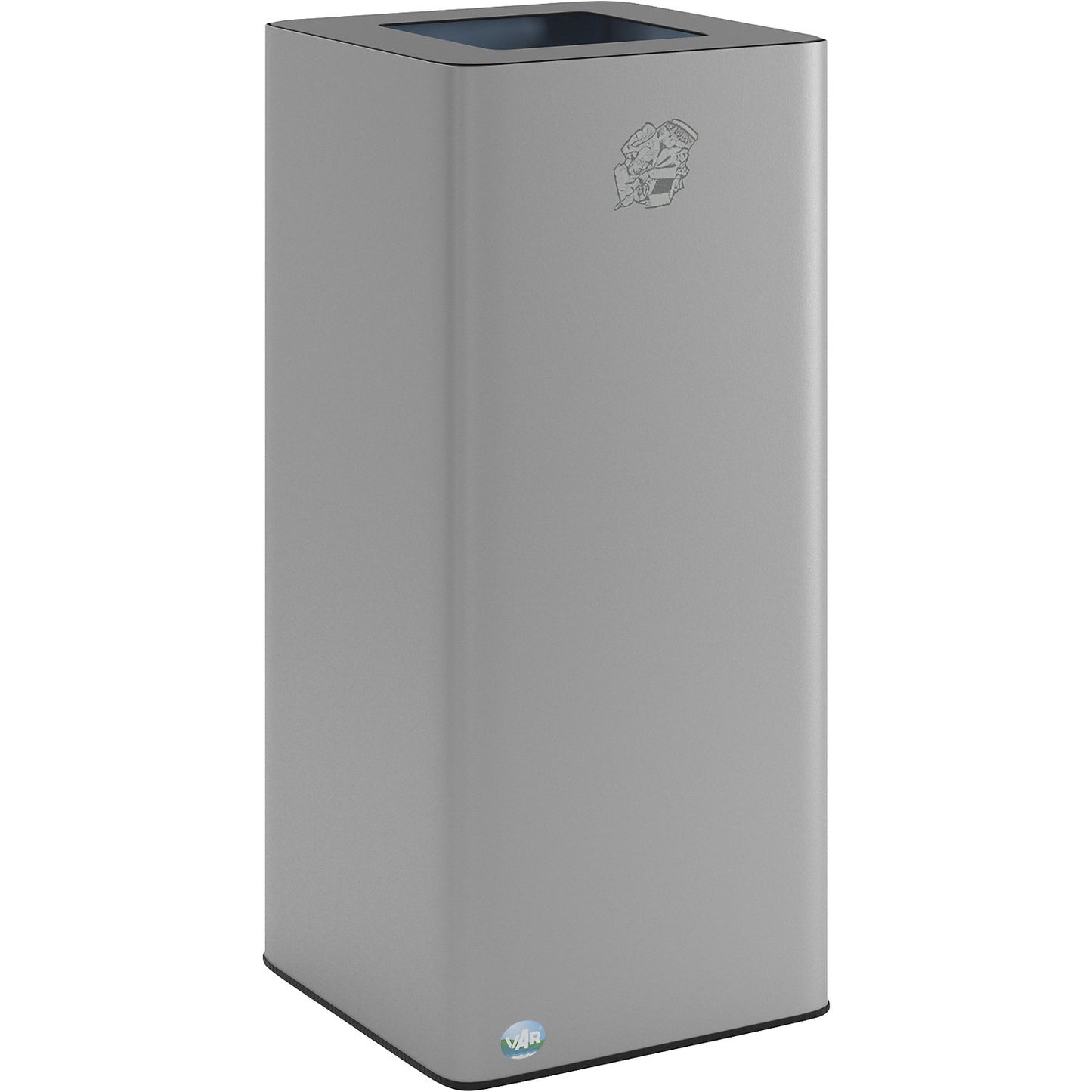 QUADRO recyclable waste collector, 70 l, made of steel with clamping ring, silver / charcoal.