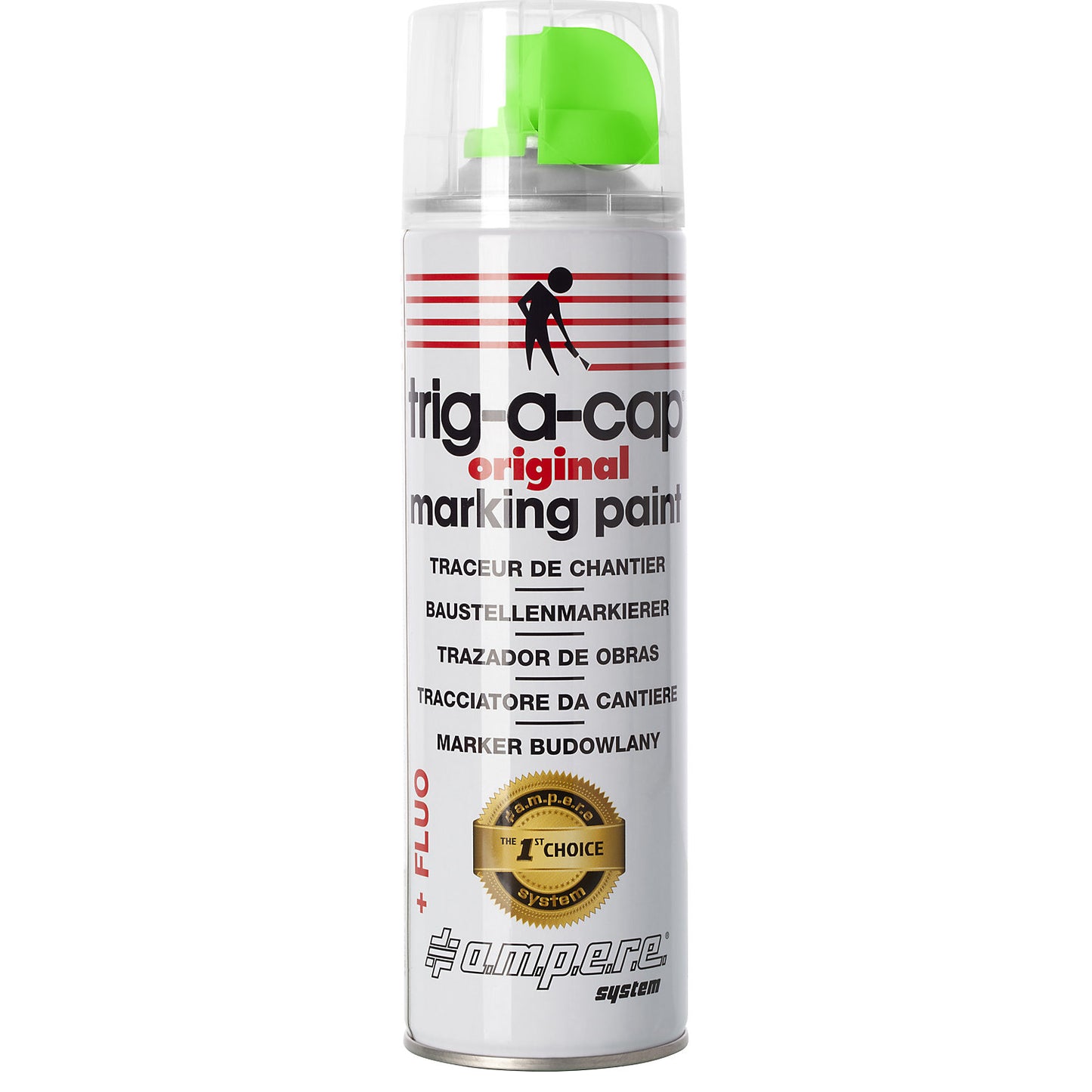 Construction site marking spray, content 500 ml, solvent-based, pack of 12 cans, green fluo.