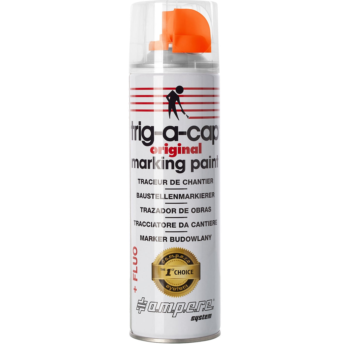 Construction site marking spray, content 500 ml, solvent-based, pack of 12 cans, orange fluo.