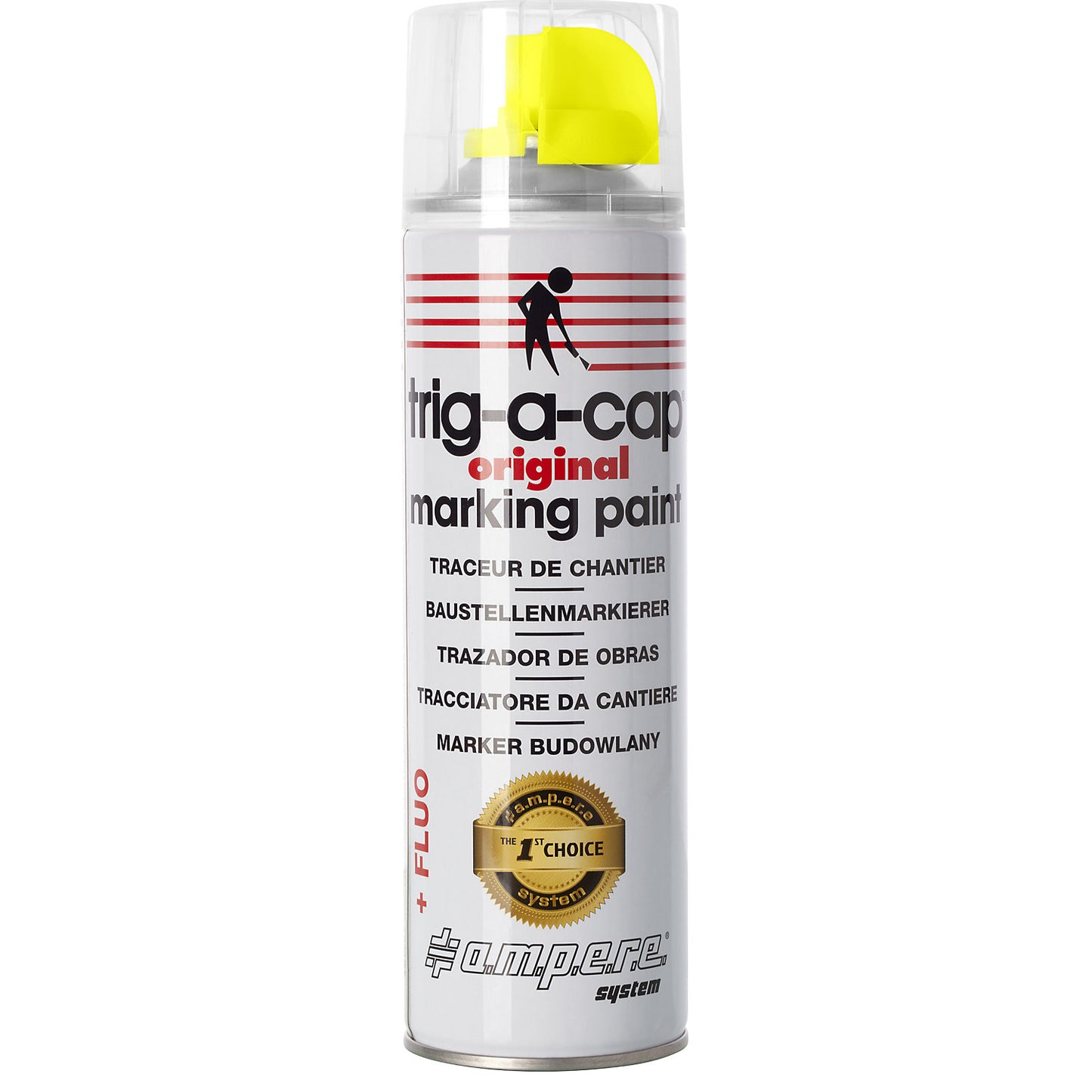 Construction site marking spray, content 500 ml, solvent-based, pack of 12 cans, yellow fluo.