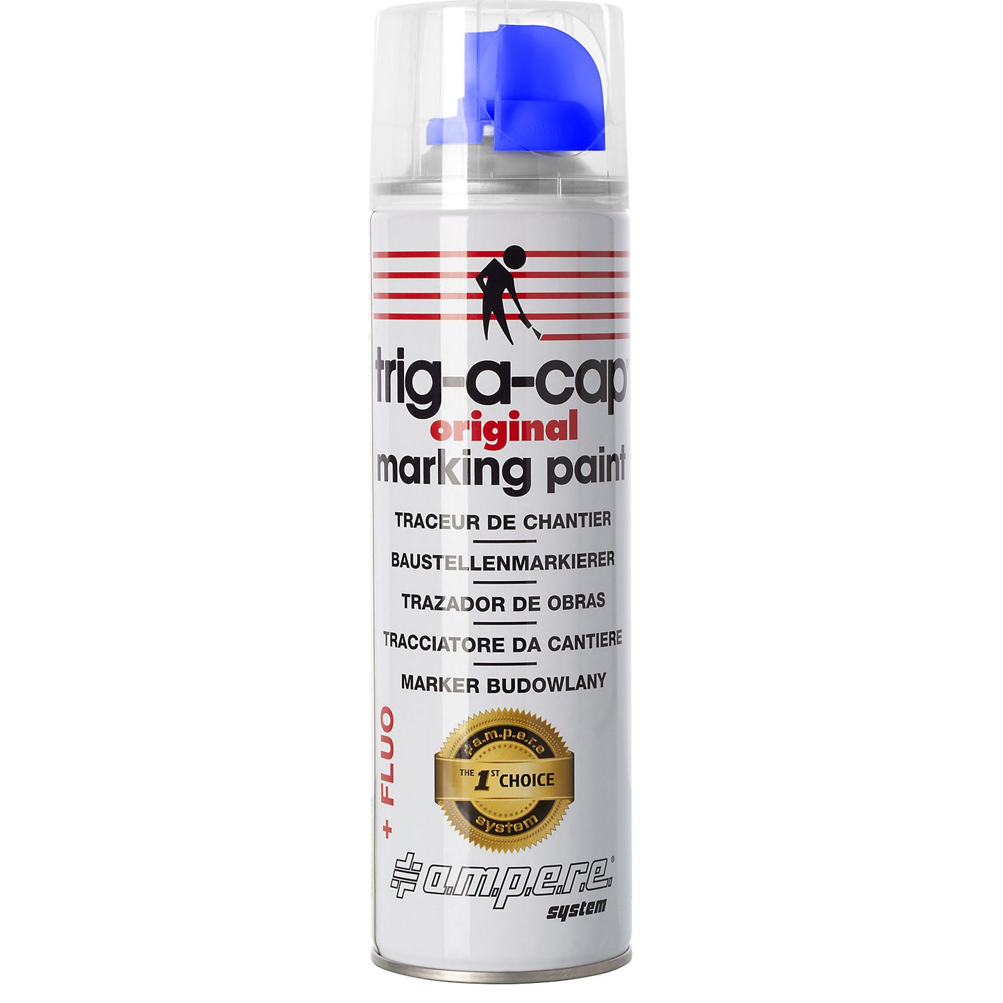 Construction site marking spray, content 500 ml, solvent-based, pack of 12 cans, blue fluo.