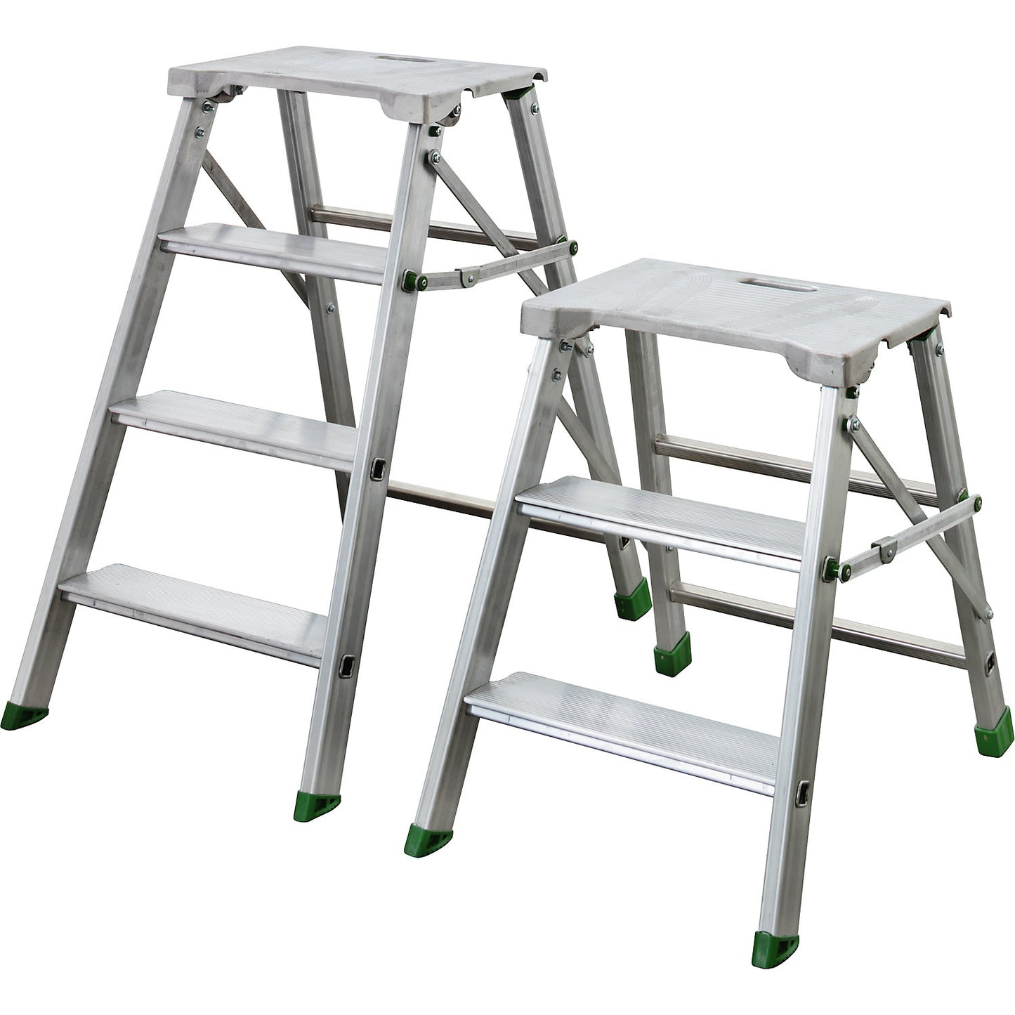Aluminium folding step, single sided access, 3 steps incl. platform.