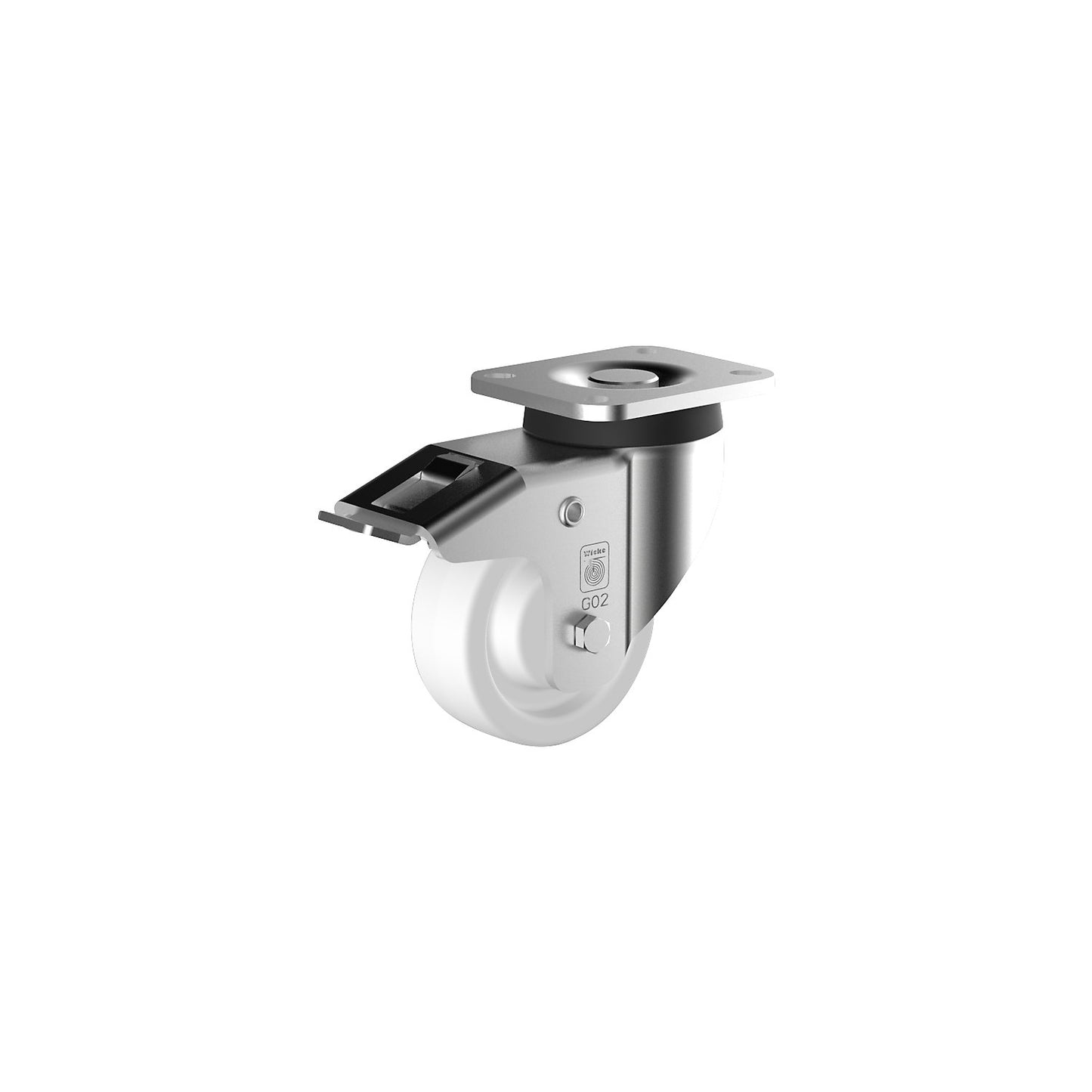 Nylon castor, wheel Ø x width 100 x 35 mm, swivel castor with double stop, plain bearings.