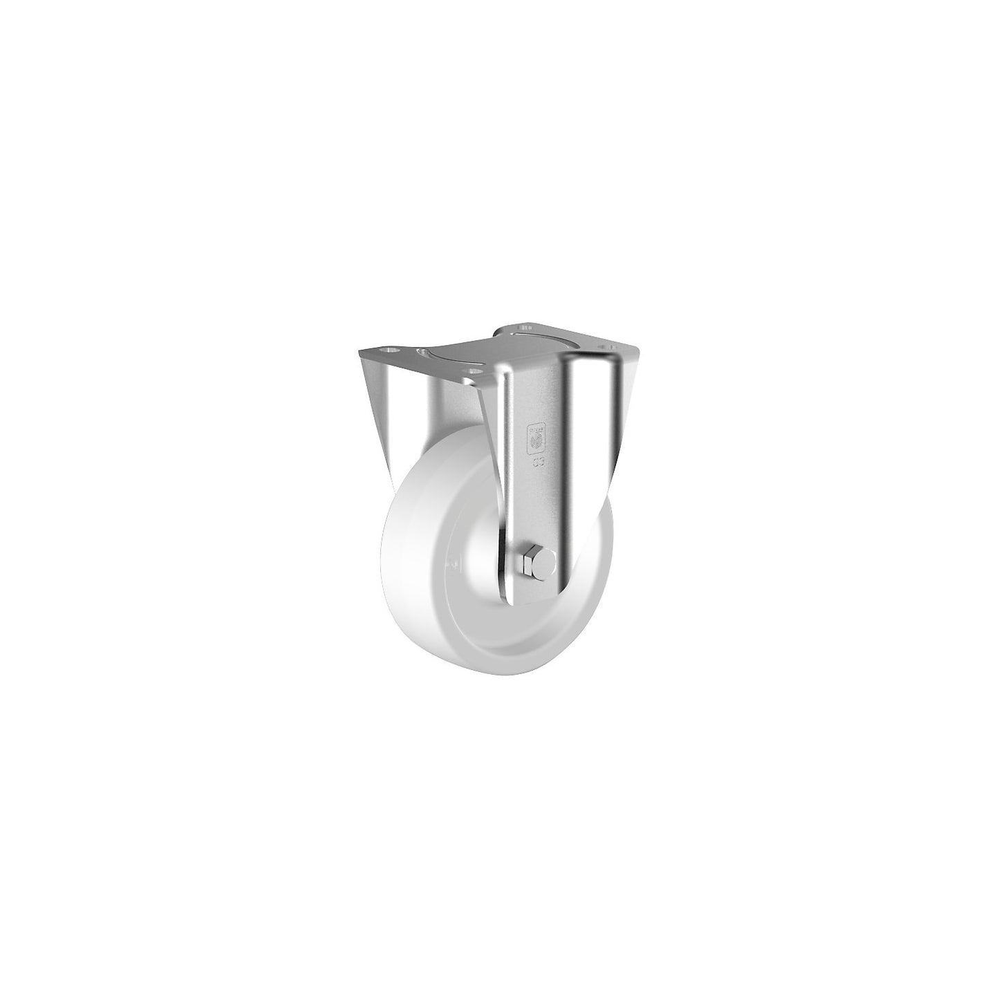 Nylon castor, wheel Ø x width 150 x 50 mm, fixed castor, plain bearings.