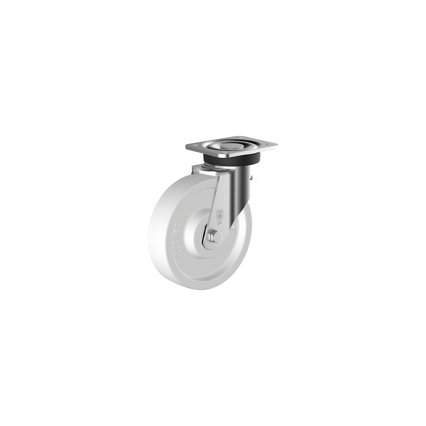 Nylon castor, wheel Ø x width 200 x 50 mm, swivel castor, ball bearings.