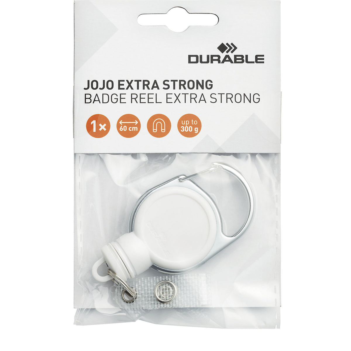 YOYO EXTRA STRONG ID badge holder, with snap fastener, pack of 10, white.