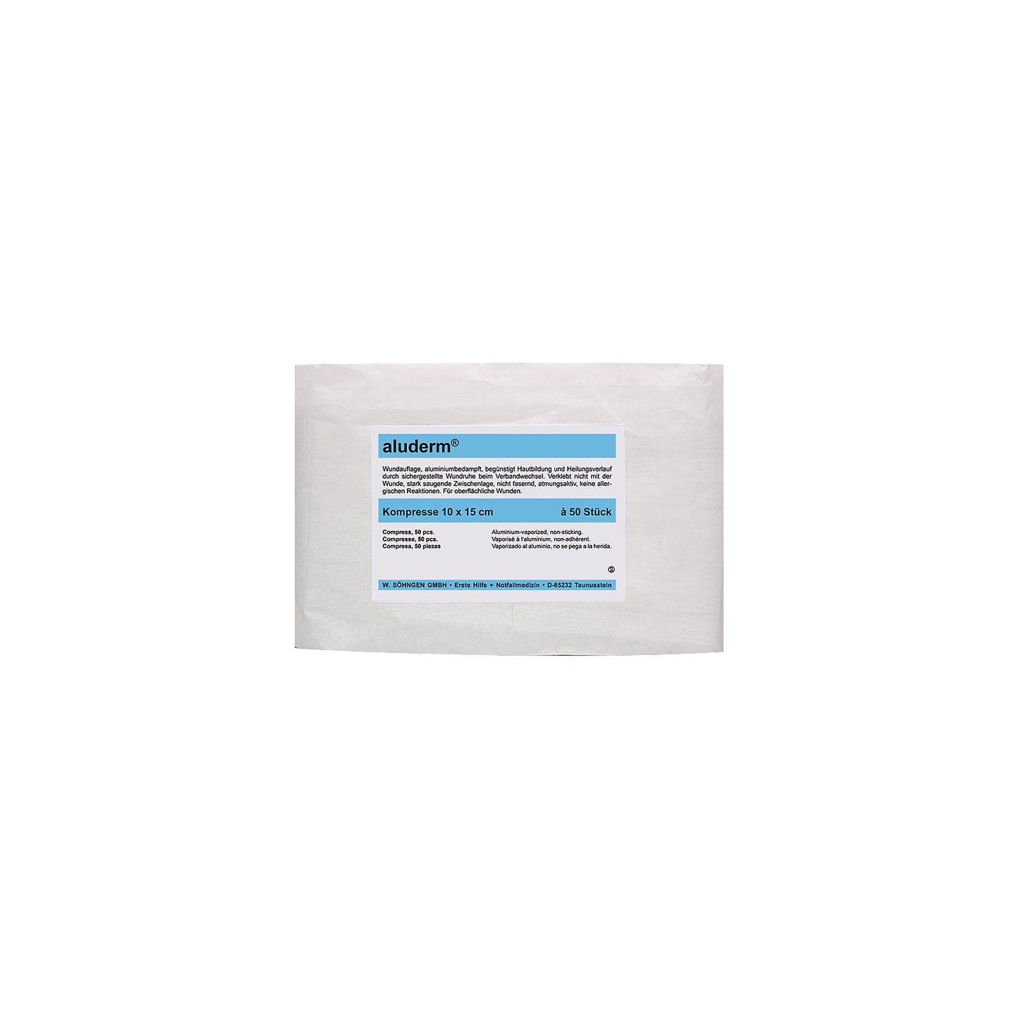 aluderm® compress, sterile packaging, pack of 50, LxW 100 x 150 mm.