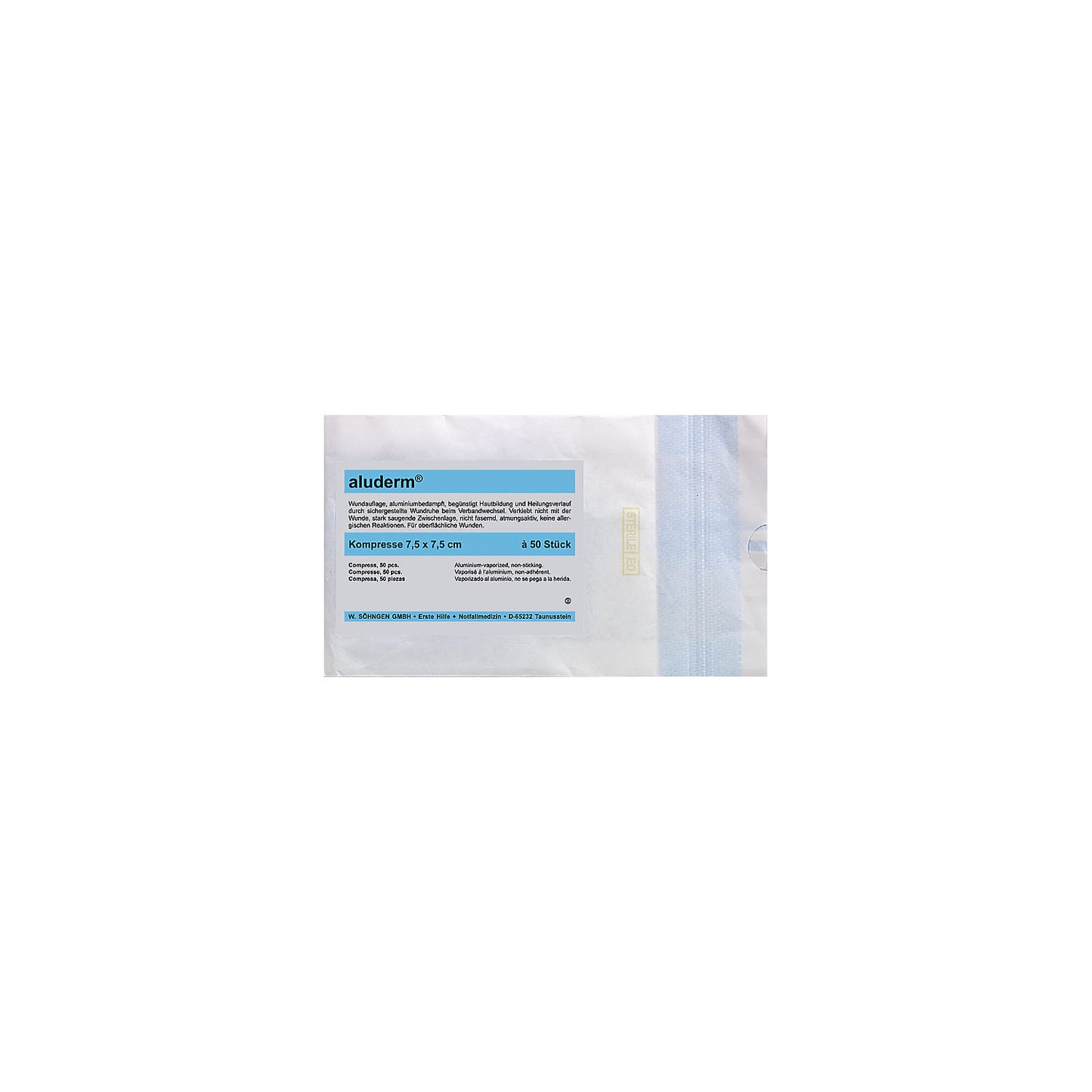 aluderm® compress, sterile packaging, pack of 50, LxW 75 x 75 mm.