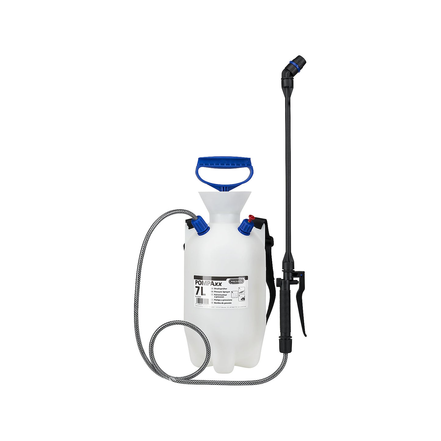 Industrial pressure sprayer, capacity 7 l, strap LxWxH 200 x 200 x 520 mm.