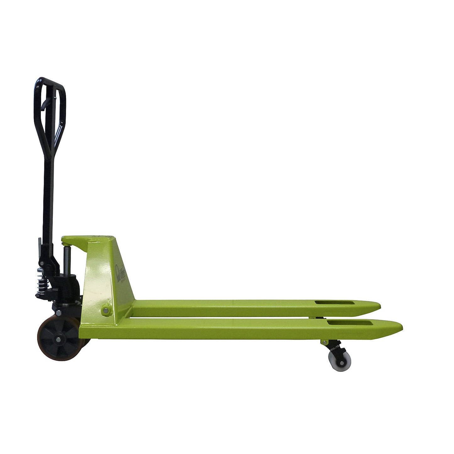GS 25 pallet truck, PU steering wheels / nylon fork rollers, fork length 1150 mm, single fork rollers.