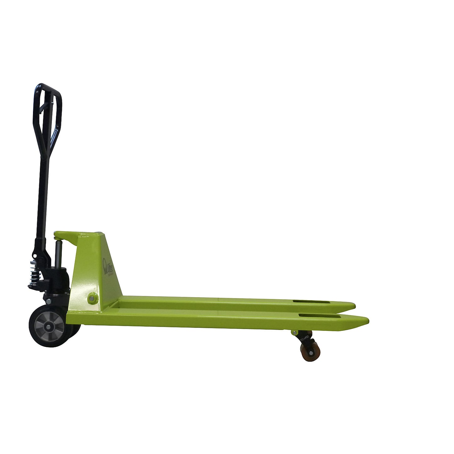 GS 25 pallet truck, solid rubber steering wheels / PU fork rollers, fork length 1150 mm, single fork rollers.