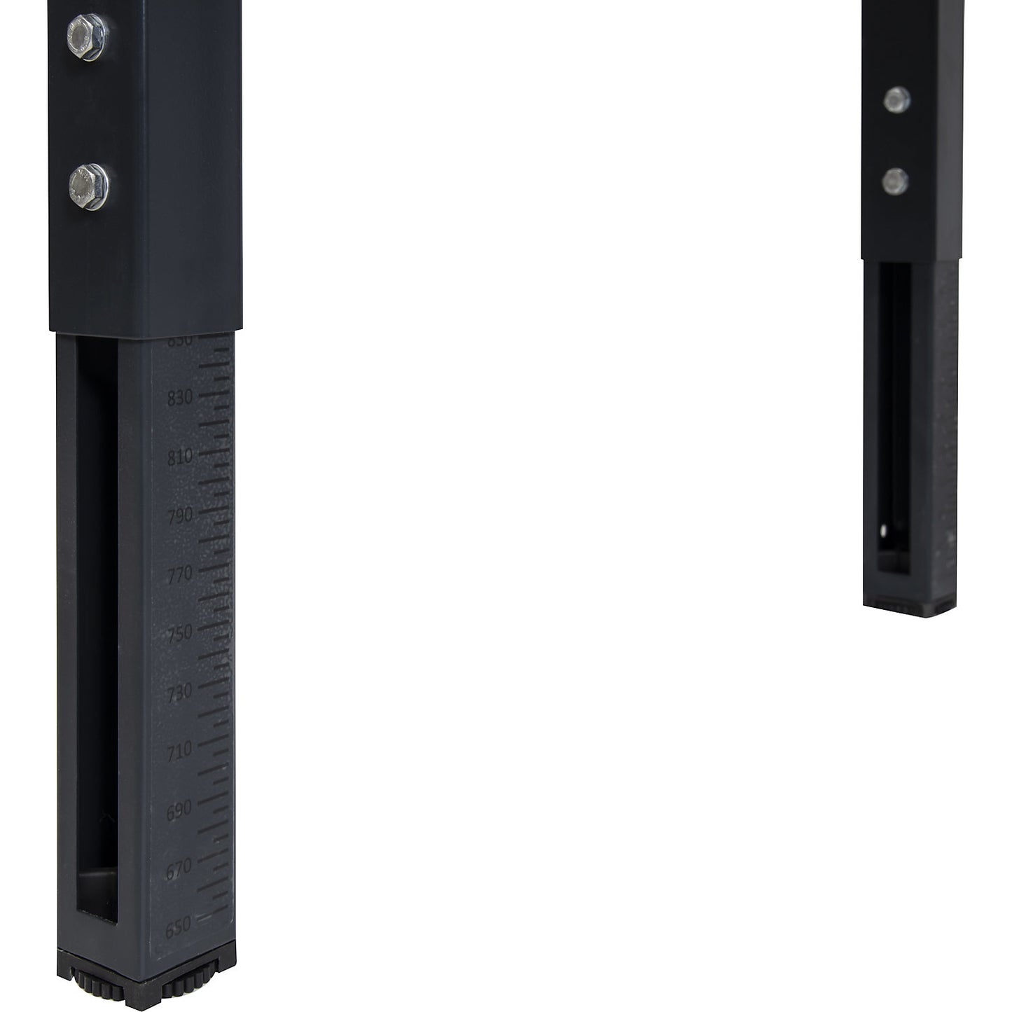 Complete workplace, height adjustable, with 4 drawers, perforated panel, bin rail, shelf, working height 650 - 900 mm.