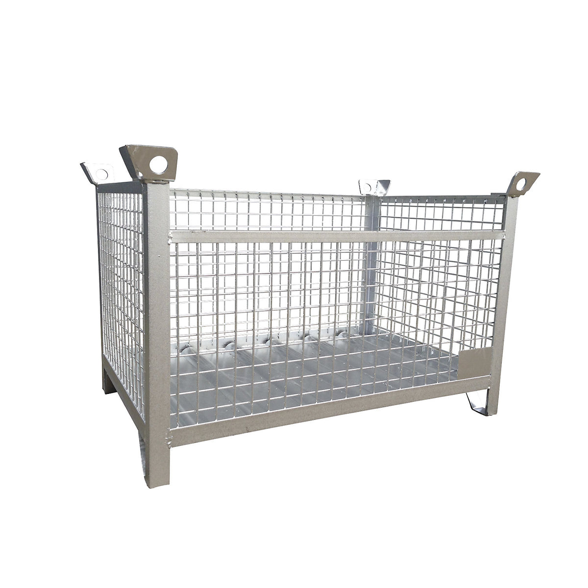 Mesh pallet stacking box, LxWxH 1500 x 1000 x 750 mm, zinc plated.