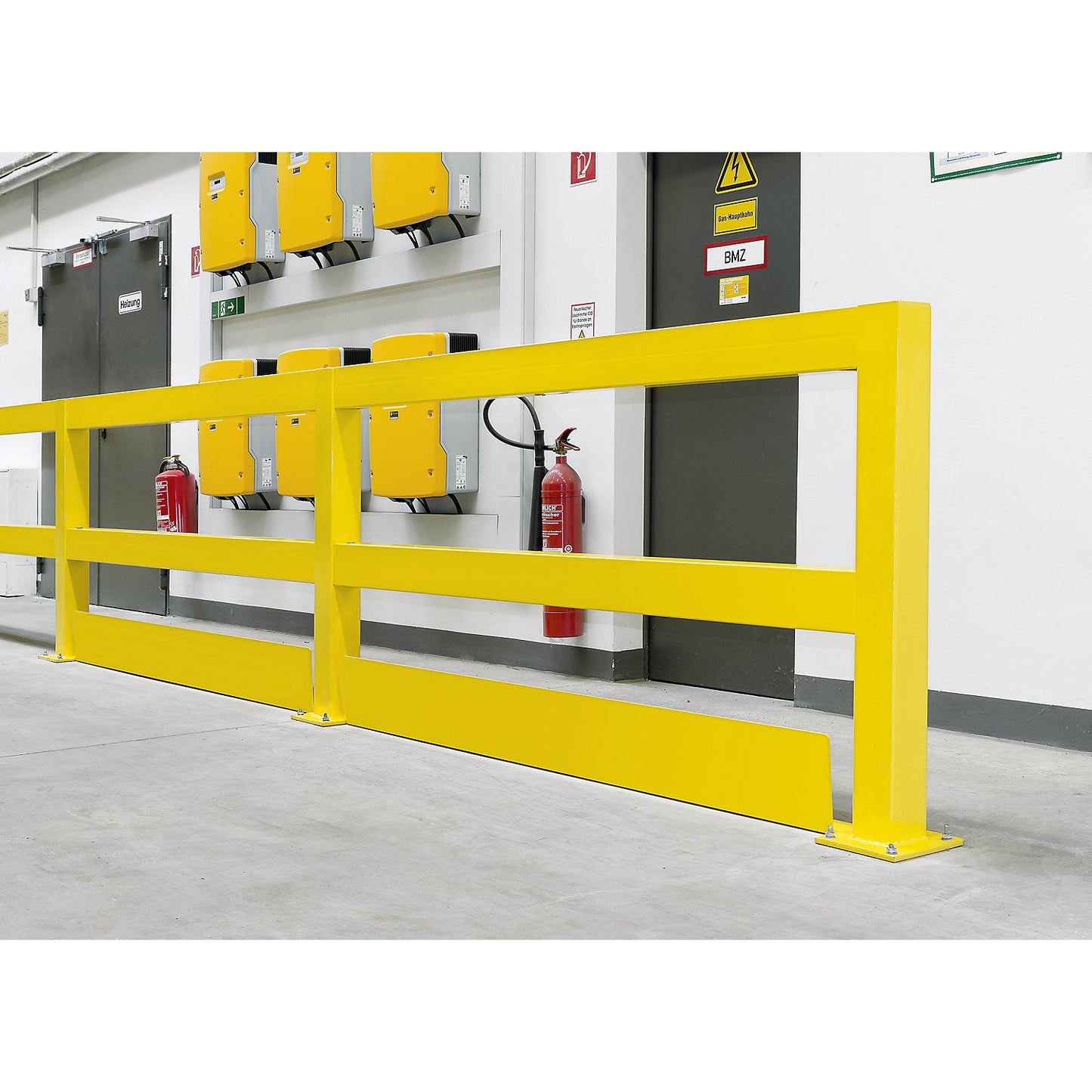 Forklift guard element made of steel, WxH 200 x 100 mm, to bolt in place, length 1380 mm.