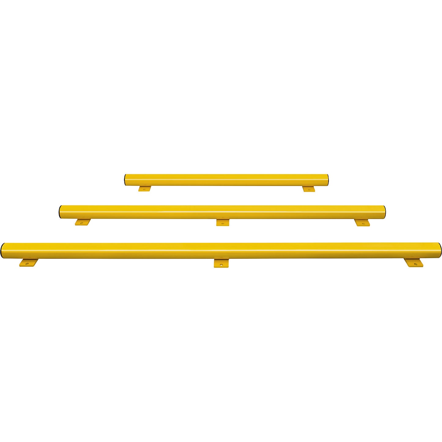 Forklift guard beam, WxH 130 x 86 mm, hot dip galvanised, yellow plastic coating, length 2050 mm.