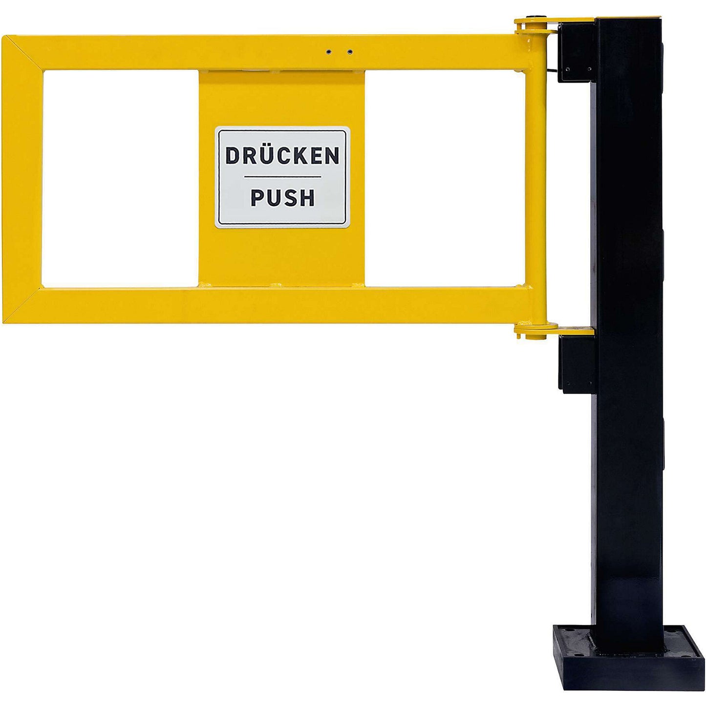 Railing gate with gas spring, LxWxH 30 x 905 x 520 mm, yellow.