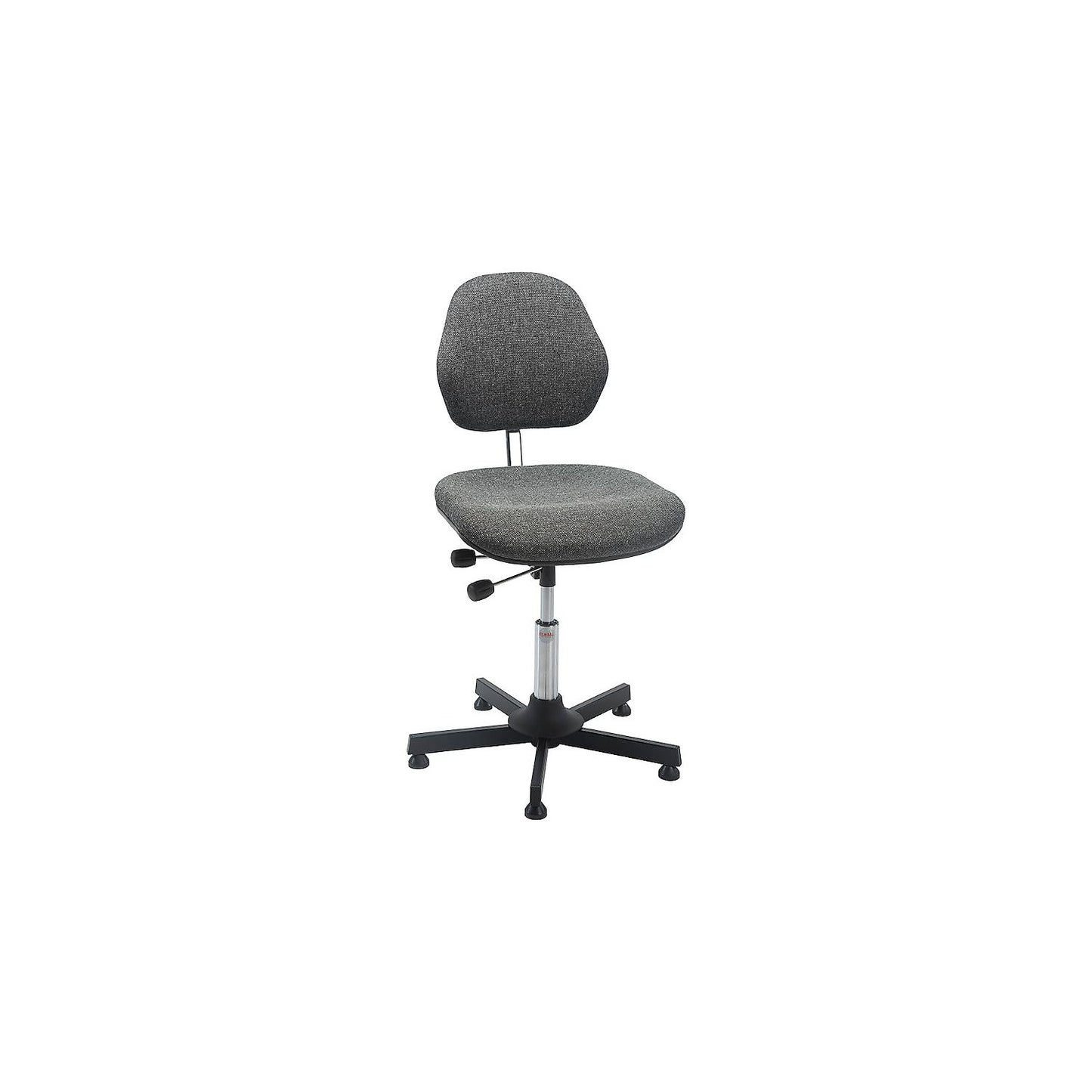 AEGA industrial chair, low model with floor glides, fabric cover, grey, height adjustable 500 - 630 mm.