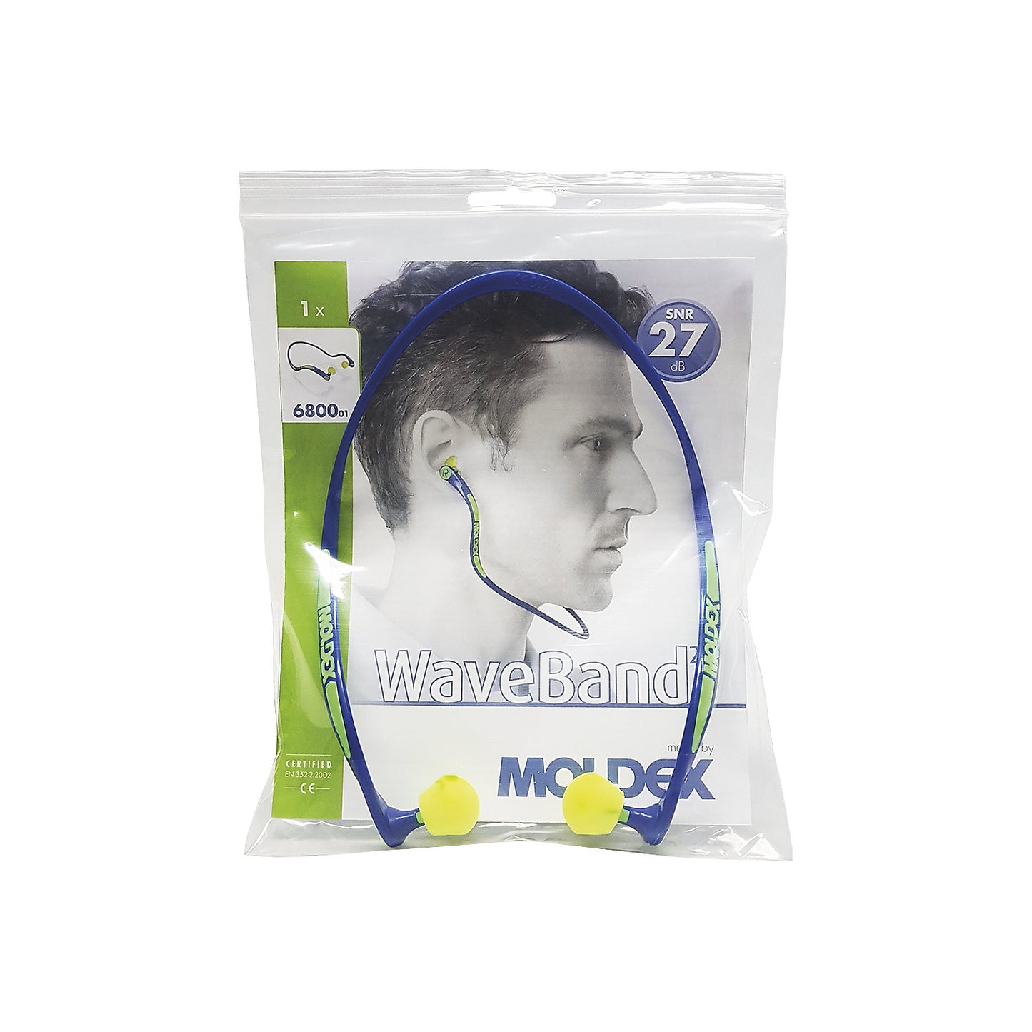 WaveBand® 2-component banded ear plugs, SNR = 27 dB, pack of 8, comfort shape.