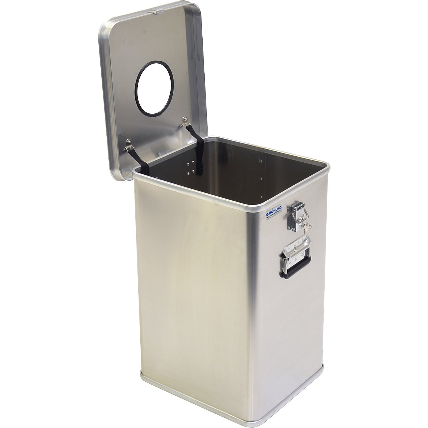 G®-DROP safety disposal can, capacity 80 l, aluminium with wheels, lockable.