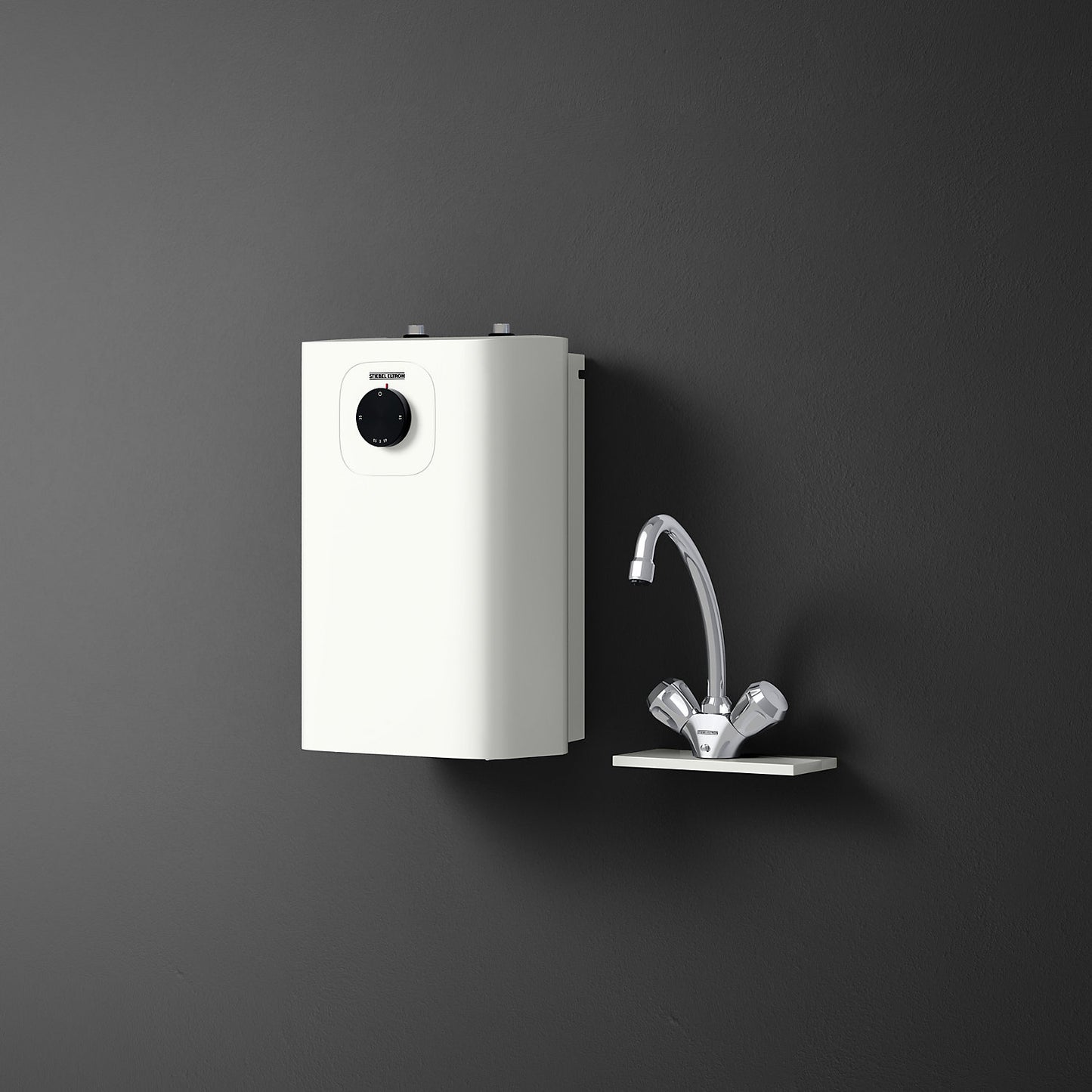 Boiler, unpressurised, with single lever mixer tap, unit for installation under the sink, temperature 35 - 85 °C.