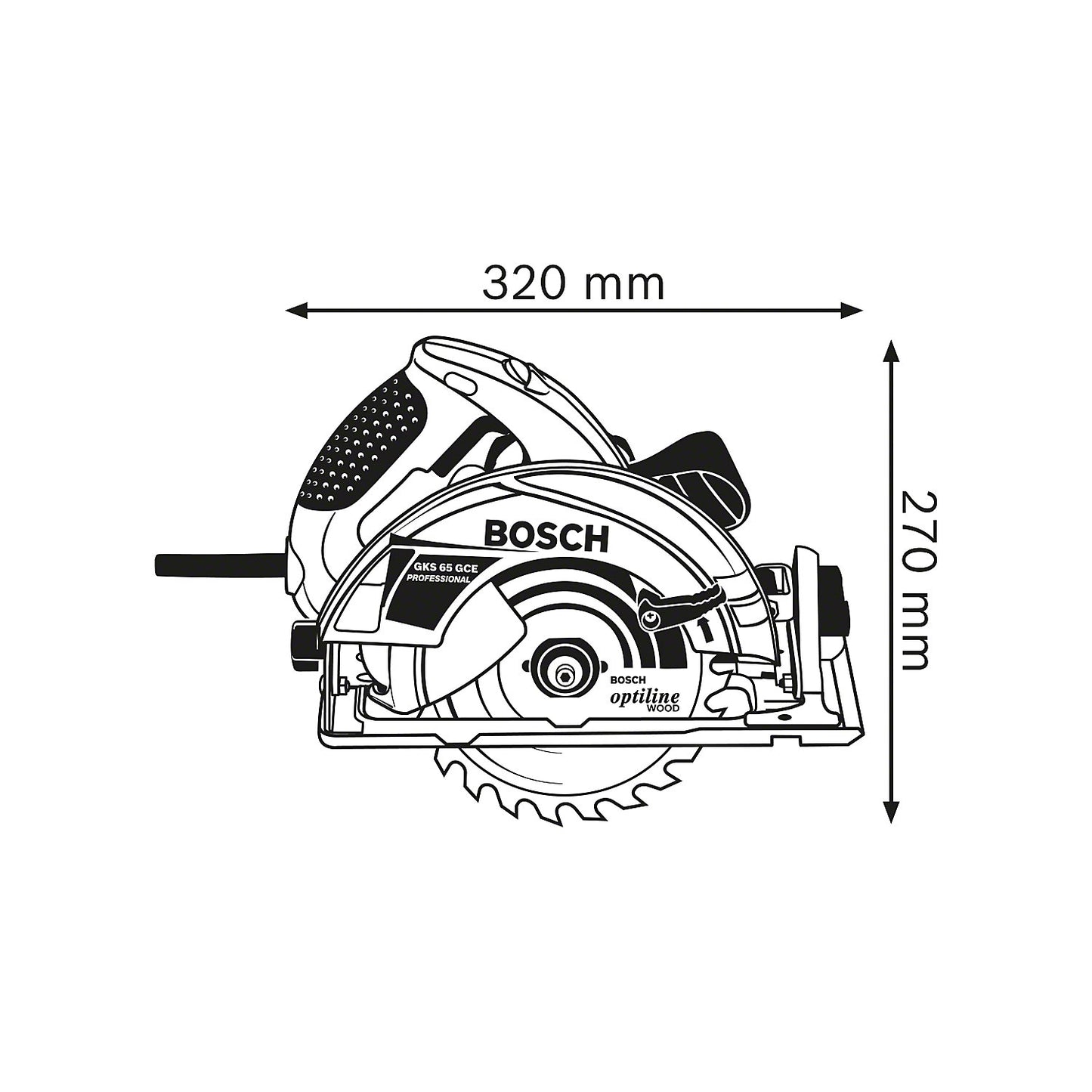 GKS 65 GCE Professional hand-held circular saw, in L-BOXX with dust extraction accessories, 88 dB(A).