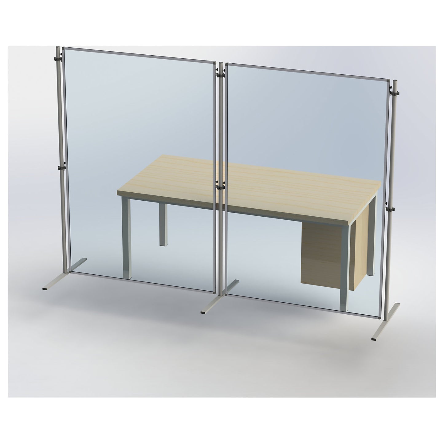 Functional partition made of acrylic glass, with flat T-shaped feet, HxW 1800 x 1000 mm, extension element.