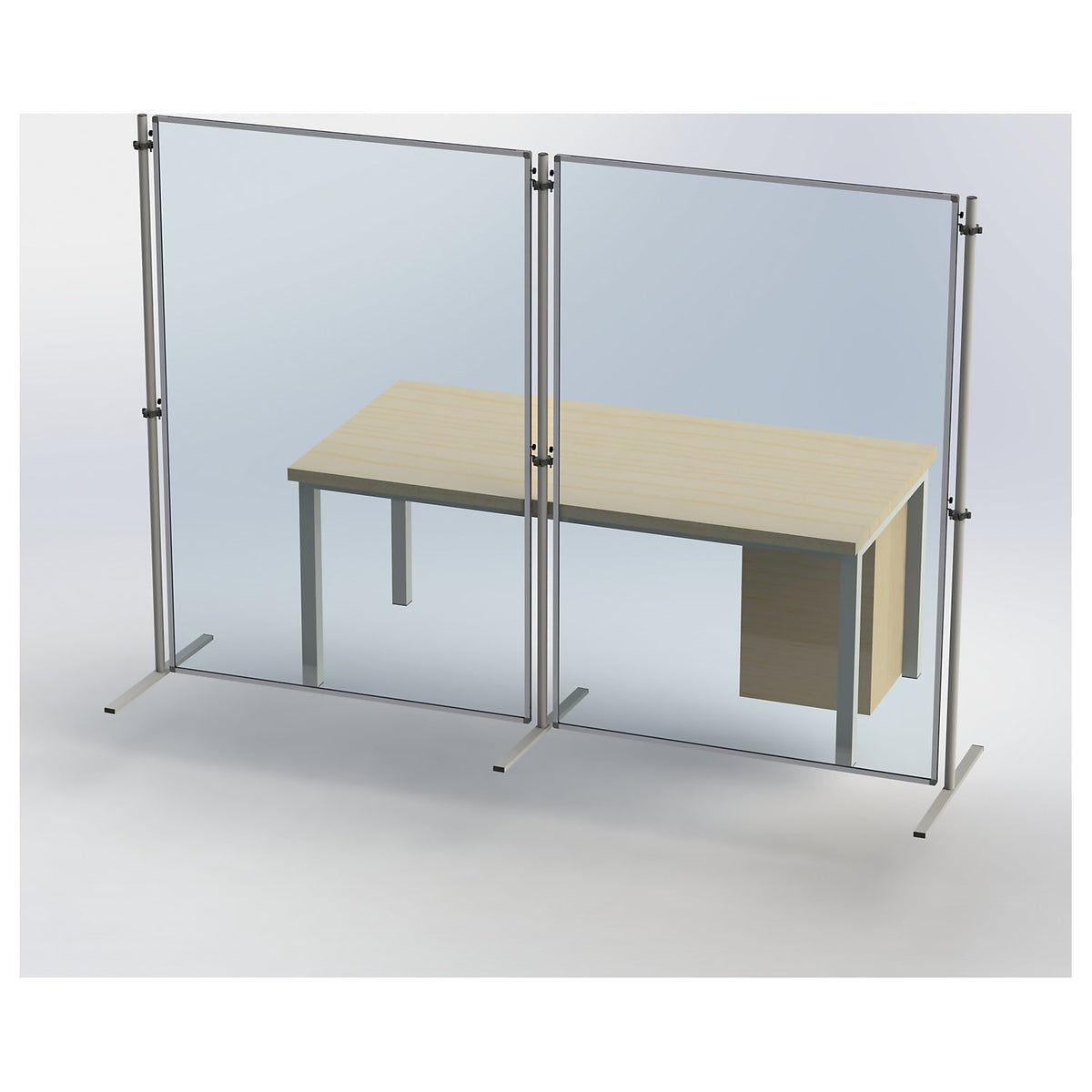 Functional partition made of acrylic glass, with flat T-shaped feet, HxW 1800 x 1000 mm, standard element.