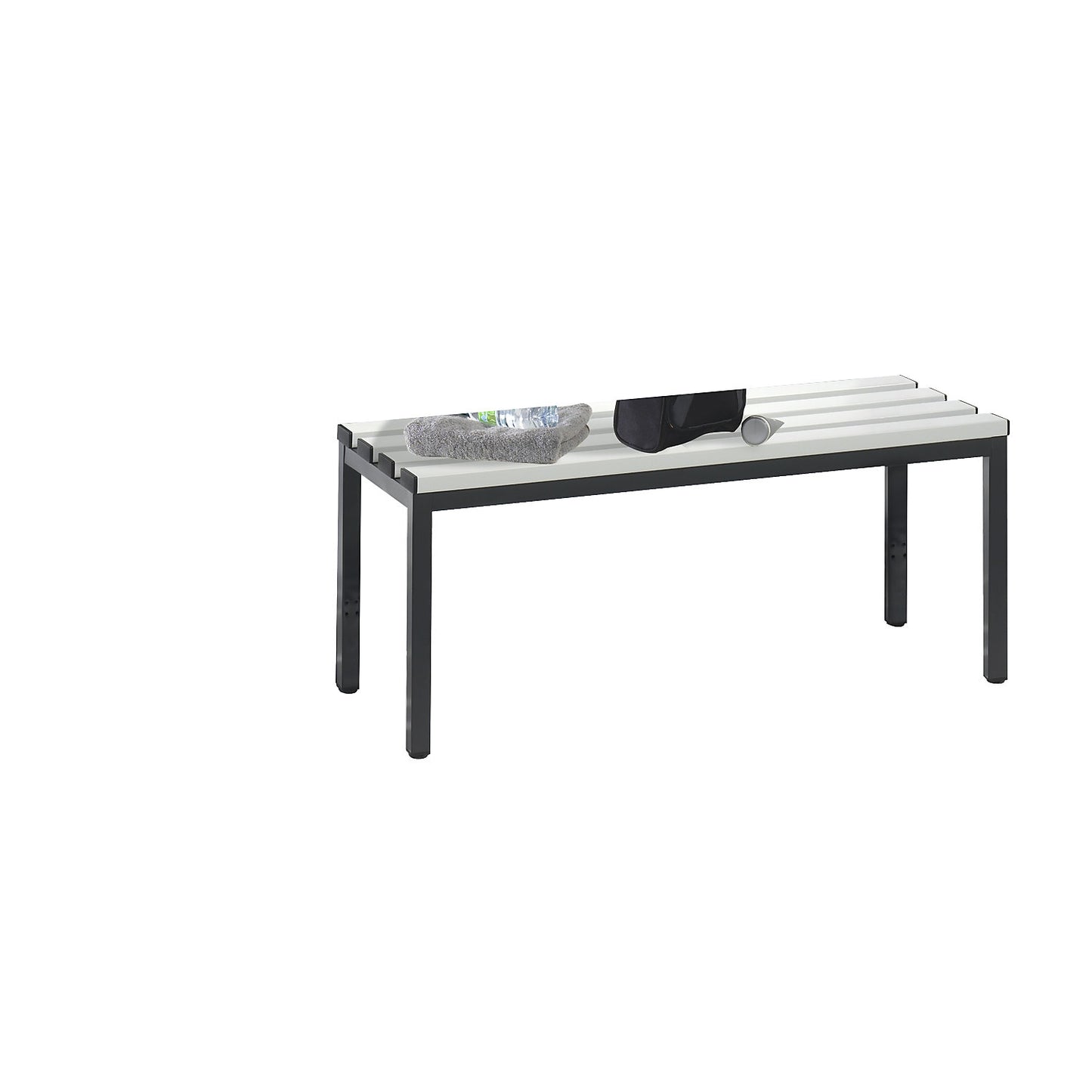 BASIC changing room bench, plastic slats, length 1000 mm, light grey.