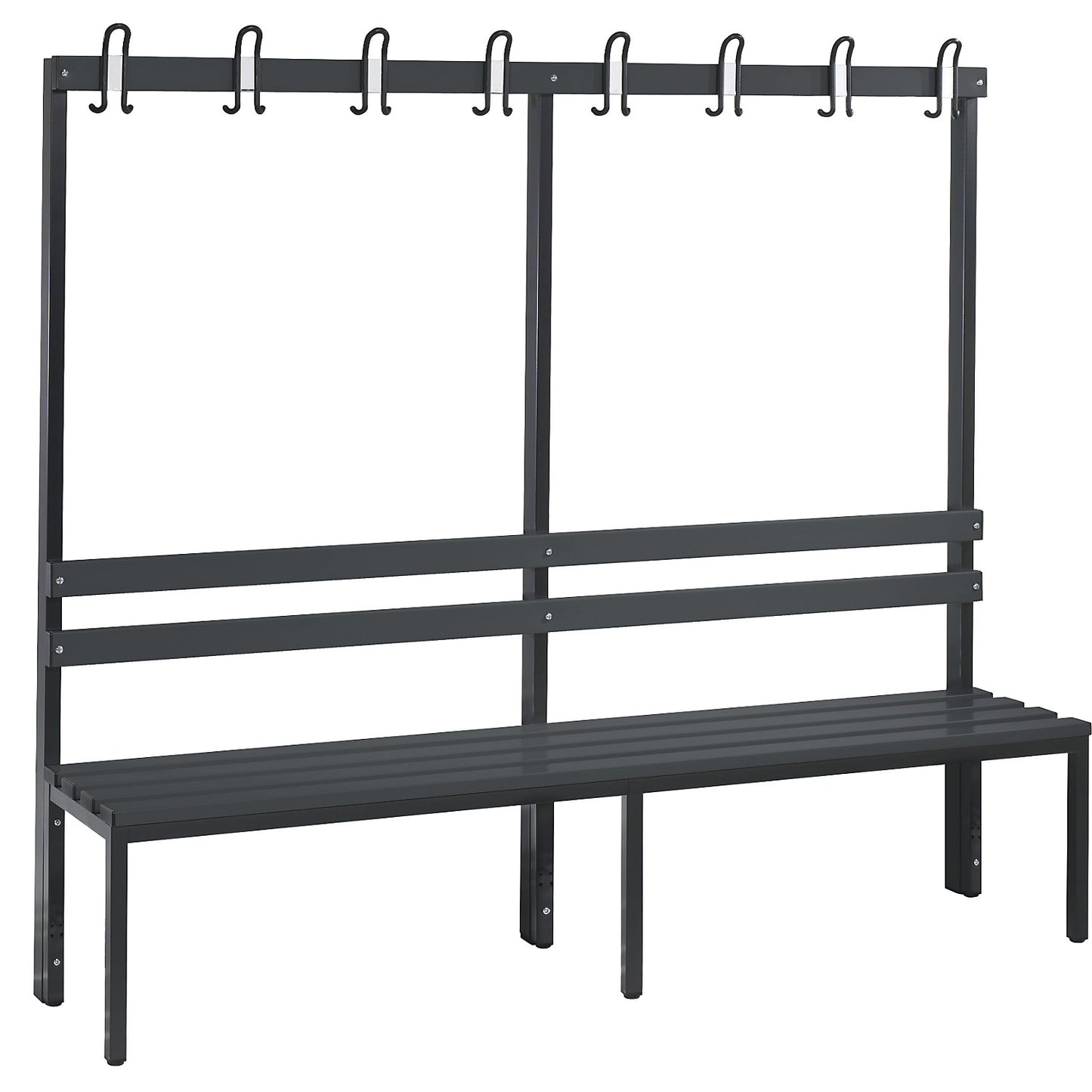 BASIC changing room bench, single sided, plastic slats, length 1960 mm, black grey.